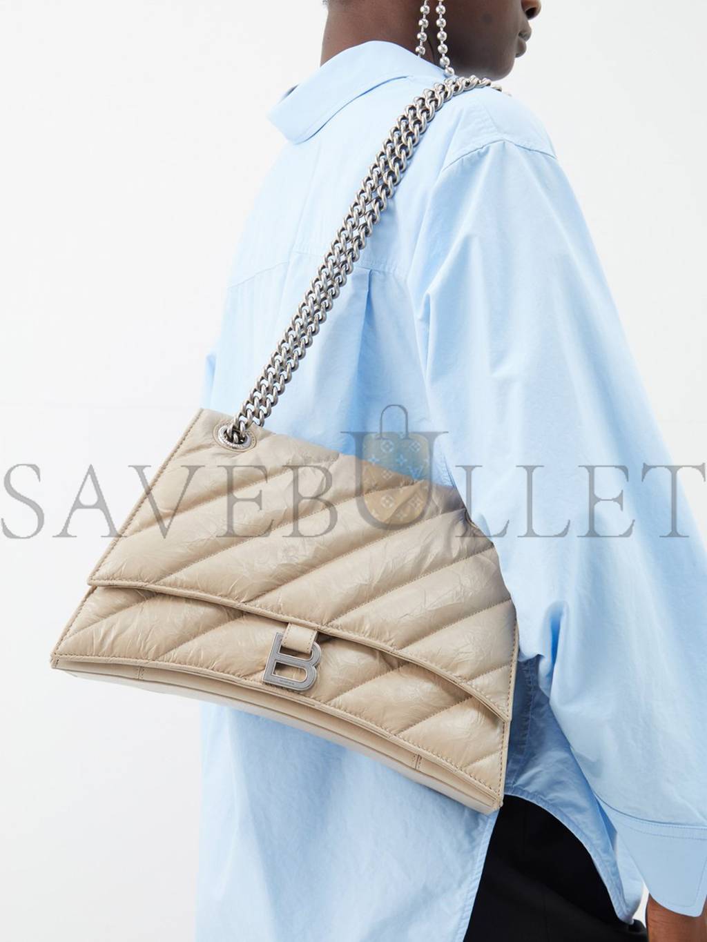 Ba*len*cia*ga beige crush medium creased-leather shoulder bag matchesfashion us (32*18*11cm)