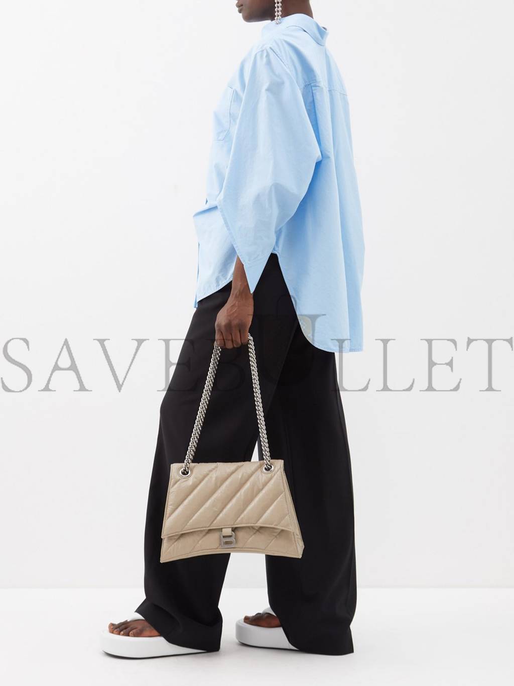 Ba*len*cia*ga beige crush medium creased-leather shoulder bag matchesfashion us (32*18*11cm)