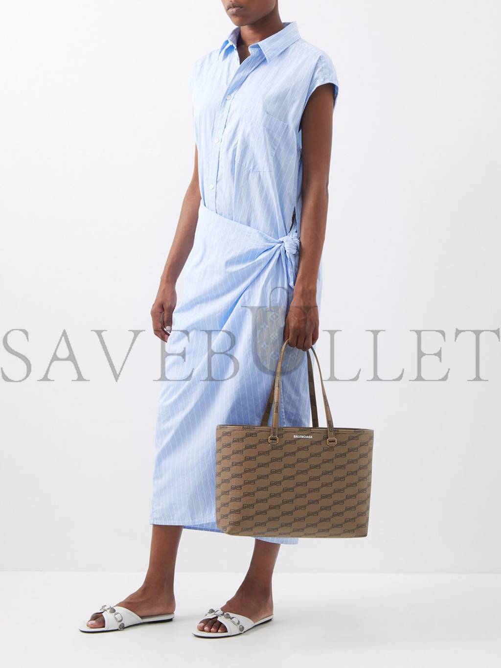 Ba*len*cia*ga beige signature bb-print coated-canvas tote bag matchesfashion us (40*26*14cm)