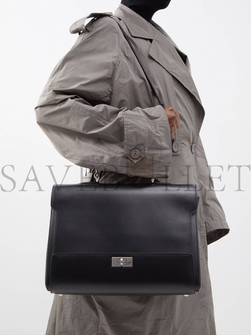 Ba*len*cia*ga black money leather handbag matchesfashion us (38.3*26.9*16.5cm)