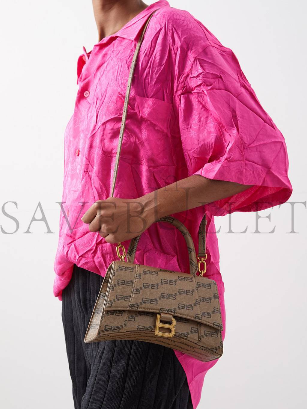 Ba*len*cia*ga beige hourglass s bb-print coated canvas bag matchesfashion us (22.5*15*10cm)