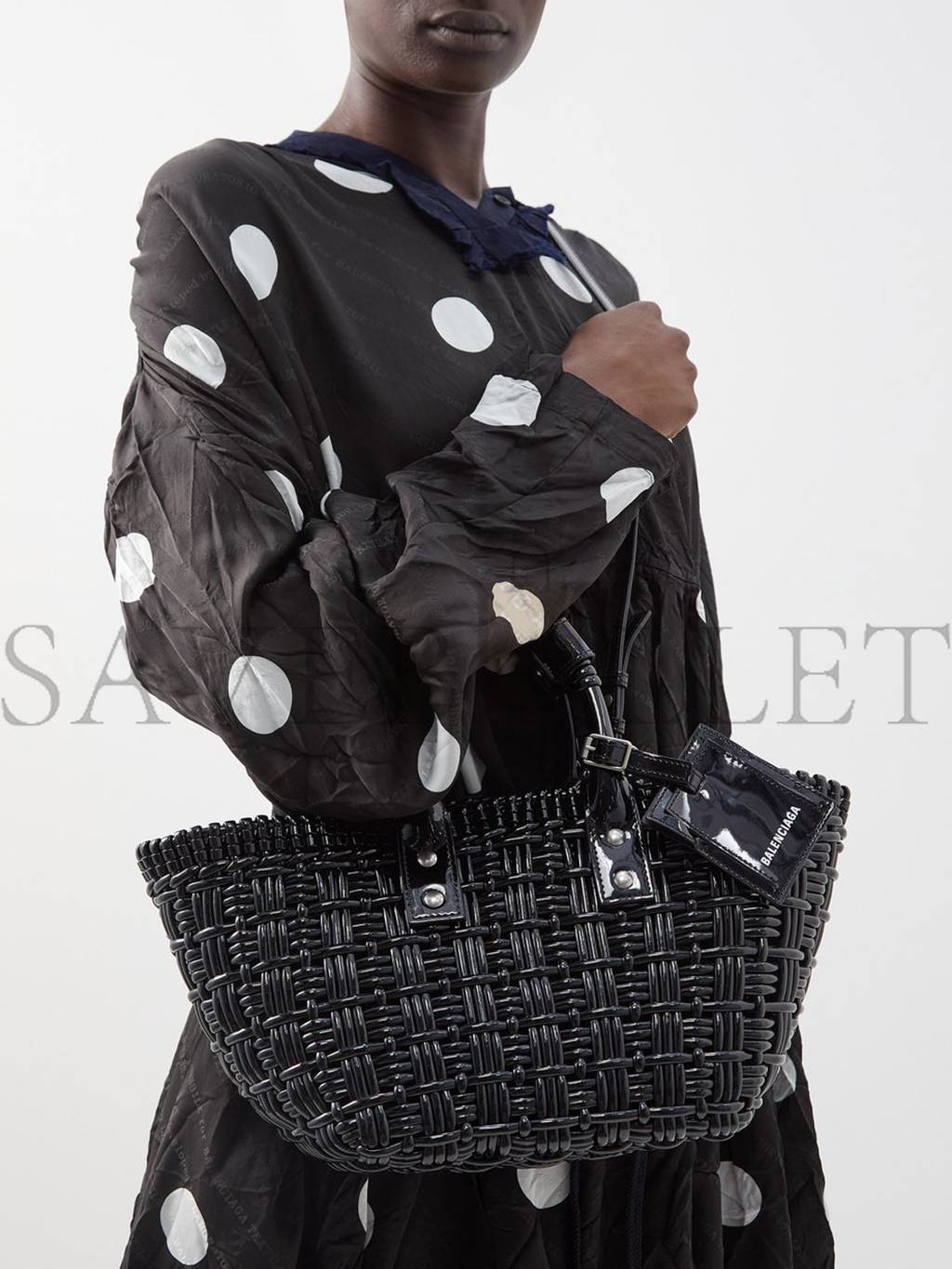 Ba*len*cia*ga black bistro xs woven faux-leather basket bag matchesfashion us (39*20*18cm)