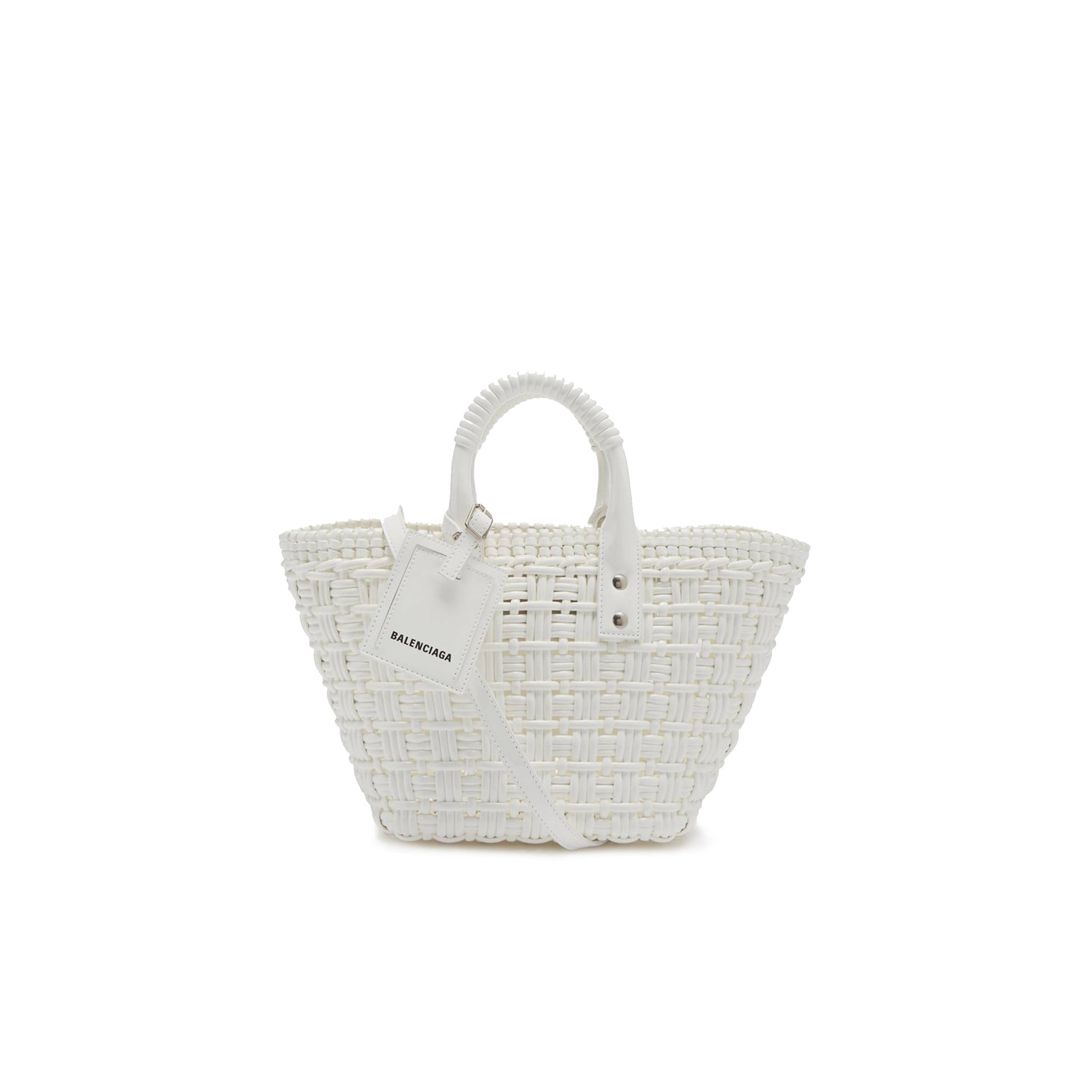 Ba*len*cia*ga white bistrot xs braided pvc tote bag matchesfashion us (34.4*19*-12cm)