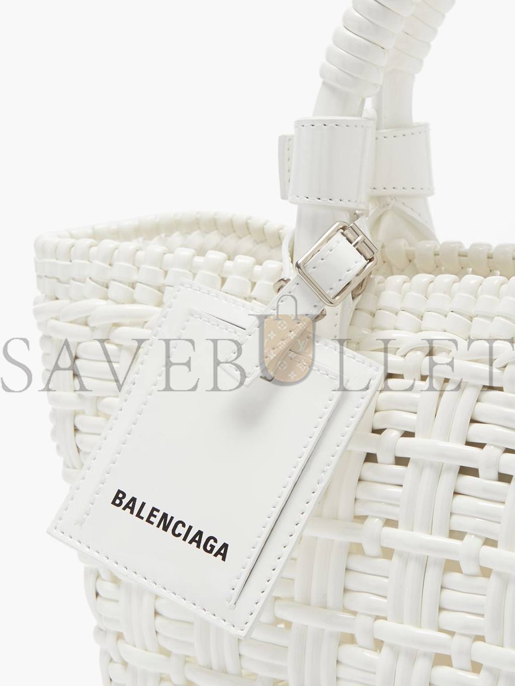 Ba*len*cia*ga white bistrot xs braided pvc tote bag matchesfashion us (34.4*19*-12cm)