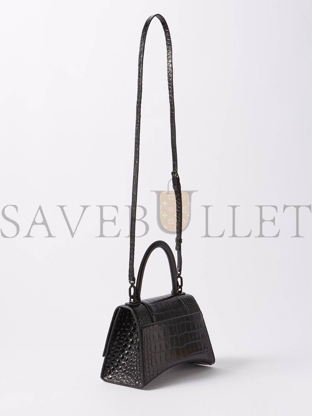Ba*len*cia*ga black hourglass s crocodile-effect leather bag matchesfashion us (22.5*15*10cm)