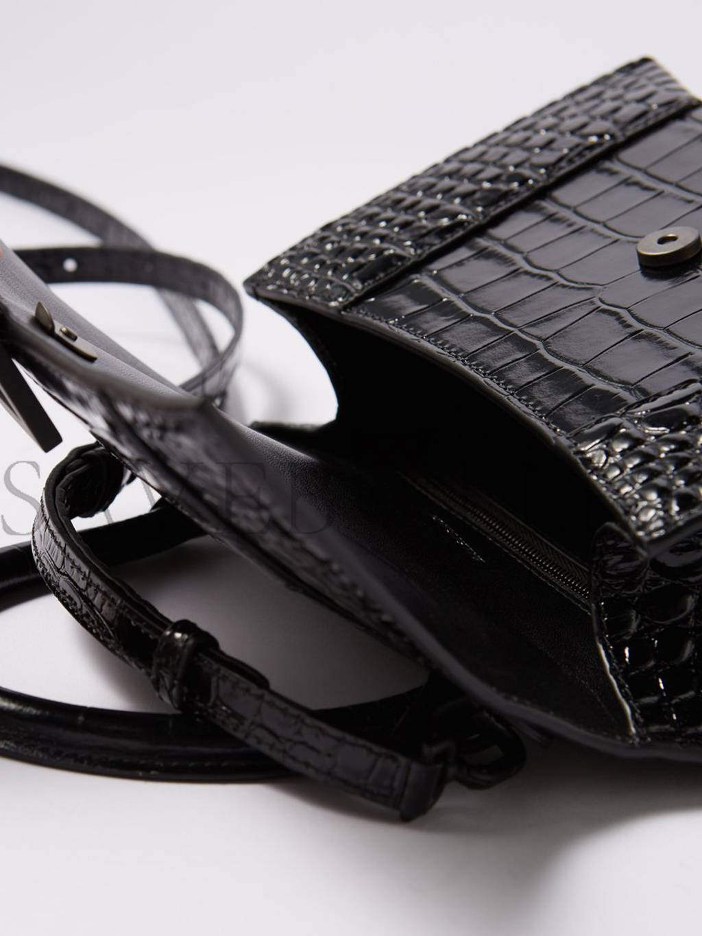 Ba*len*cia*ga black hourglass s crocodile-effect leather bag matchesfashion us (22.5*15*10cm)