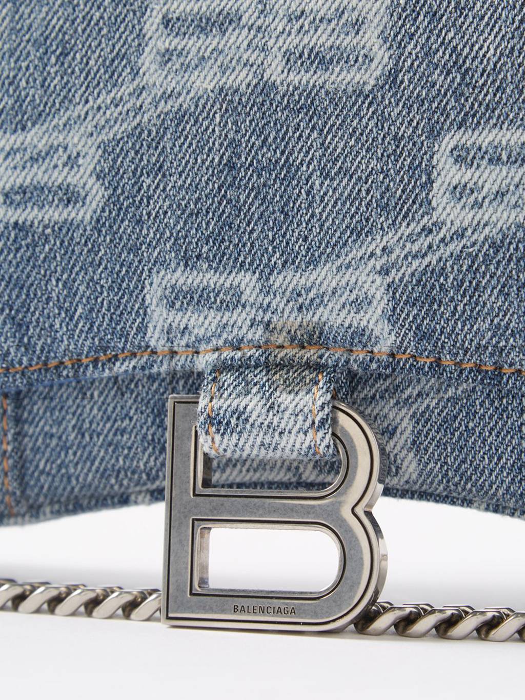 Ba*len*cia*ga blue hourglass logo-print denim cross-body bag matchesfashion us (19.5*12*4cm)