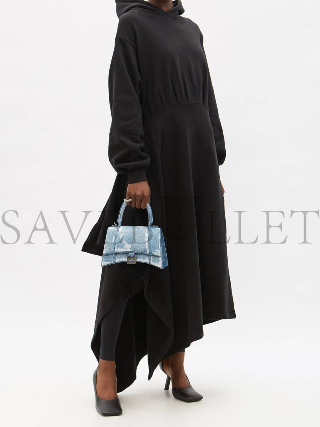 Ba*len*cia*ga blue hourglass denim-print leather bag matchesfashion us (26.1*14*10.6cm)