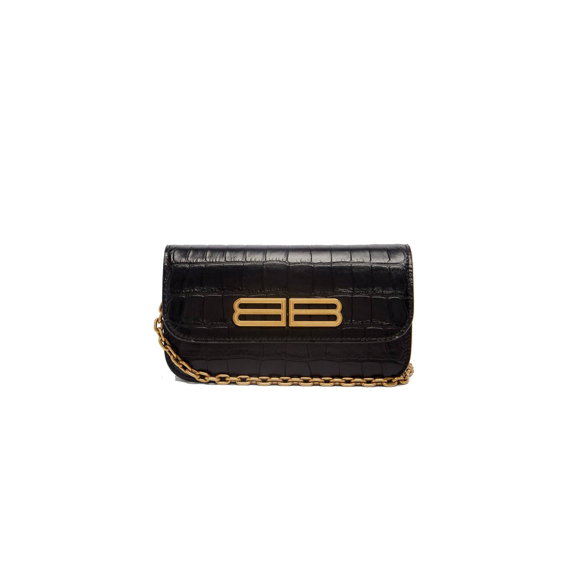 Ba*len*cia*ga black gossip bb-plaque crocodile-effect cross-body bag matchesfashion us (19*9.9*5.5cm)