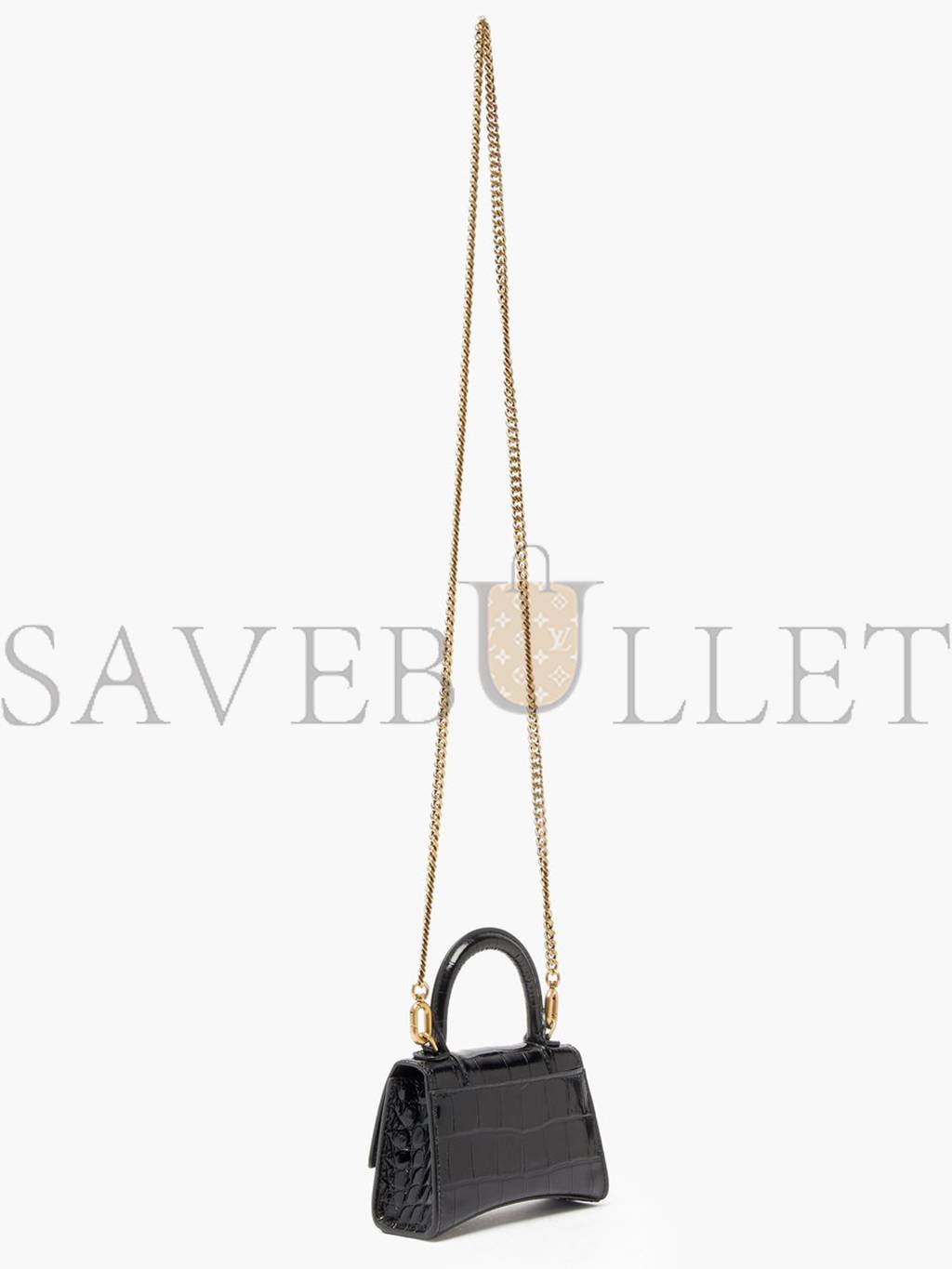 Ba*len*cia*ga black hourglass mini b-logo crocodile-effect leather bag matchesfashion us (11.6*7.8*4.5cm)