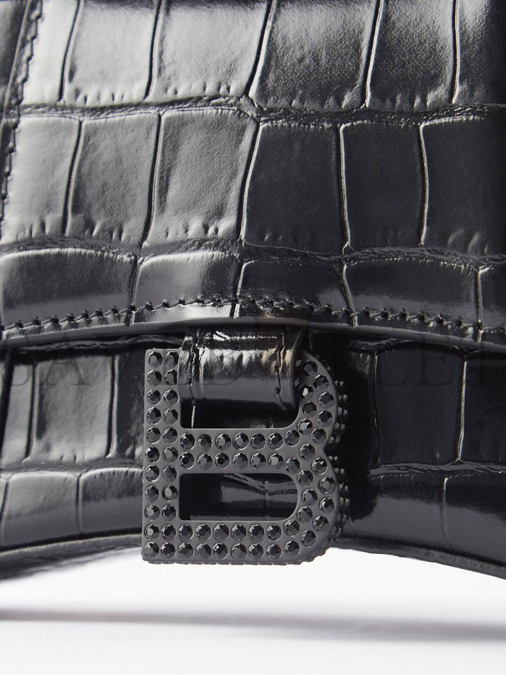 Ba*len*cia*ga black hourglass xs croc-effect leather cross-body bag matchesfashion us (19*12.5*8cm)