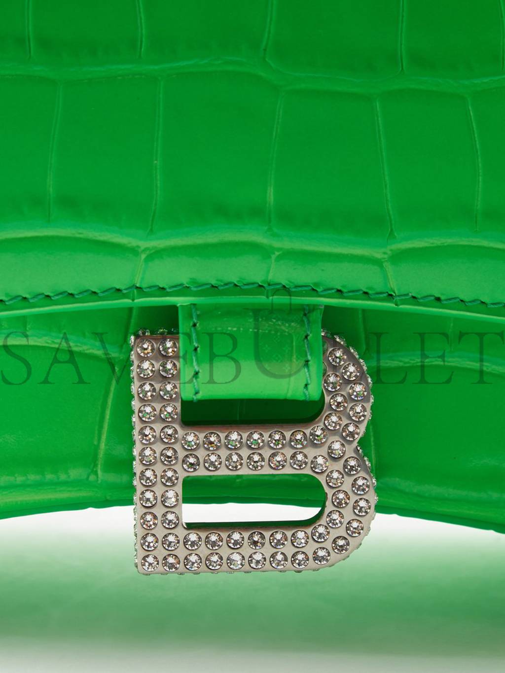 Ba*len*cia*ga green hourglass xs crocodile-effect leather bag matchesfashion us (19*12.5*8cm)