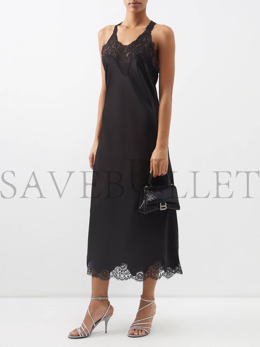 Ba*len*cia*ga black hourglass xs sequinned handbag matchesfashion us (19*12.1*7.6cm)