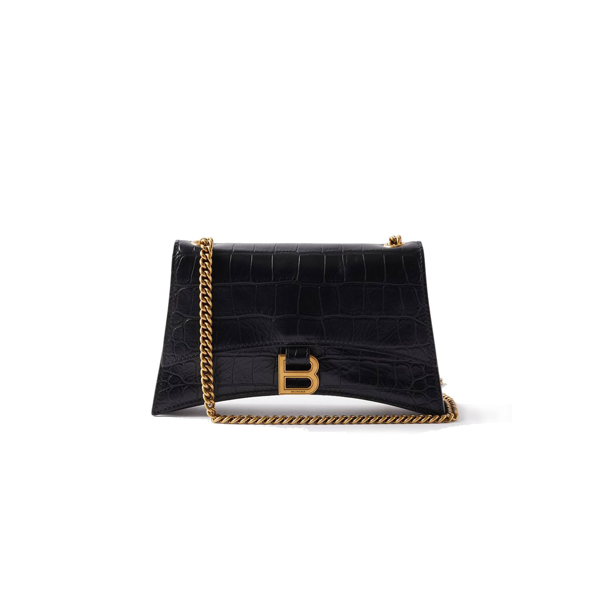 Ba*len*cia*ga black crush xs crocodile-effect leather cross-body bag matchesfashion us (21.5*11*5cm)