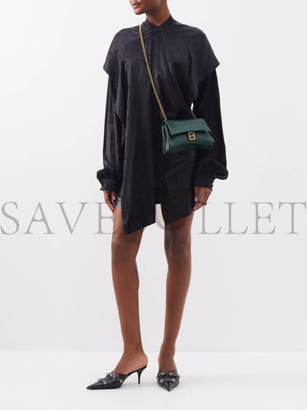 Ba*len*cia*ga green crush xs crocodile-effect leather cross-body bag matchesfashion us (21.5*11*5cm)