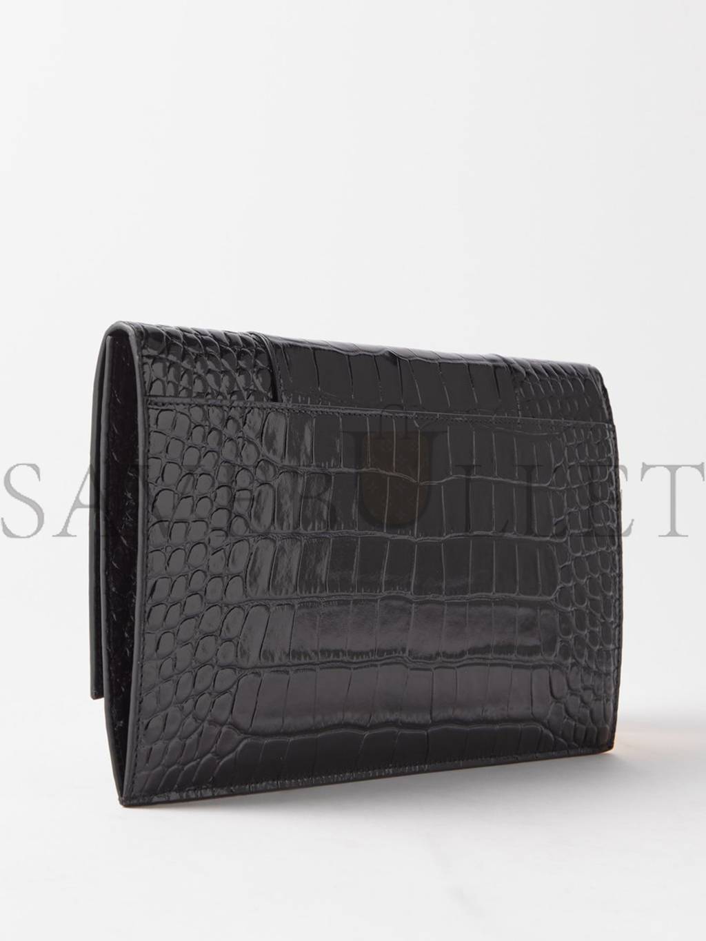 Ba*len*cia*ga black hourglass crocodile-effect leather clutch bag matchesfashion us (27*16*2cm)