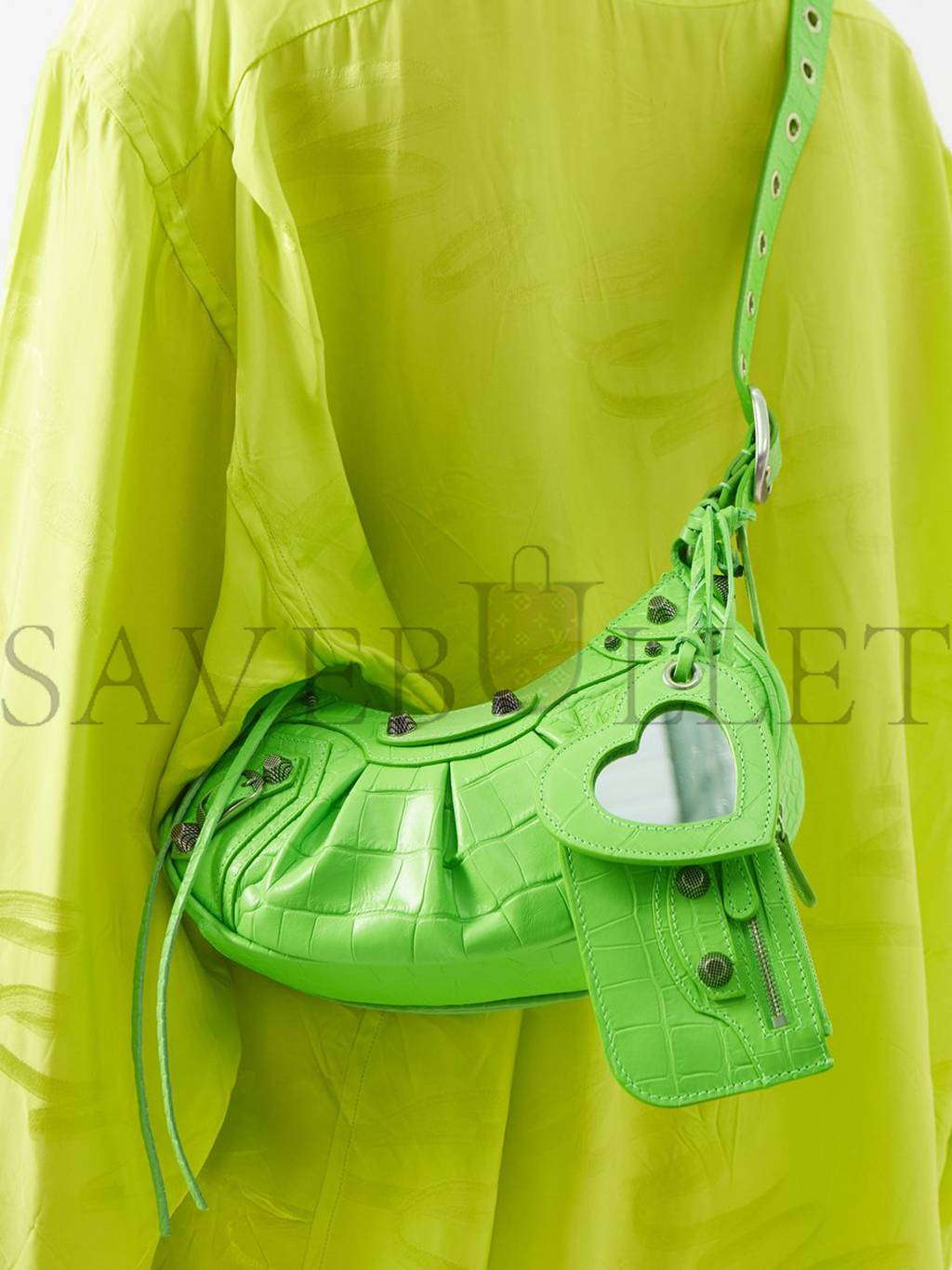 Ba*len*cia*ga green le cagole xs croc-effect leather shoulder bag matchesfashion us (25*15.2*6cm)