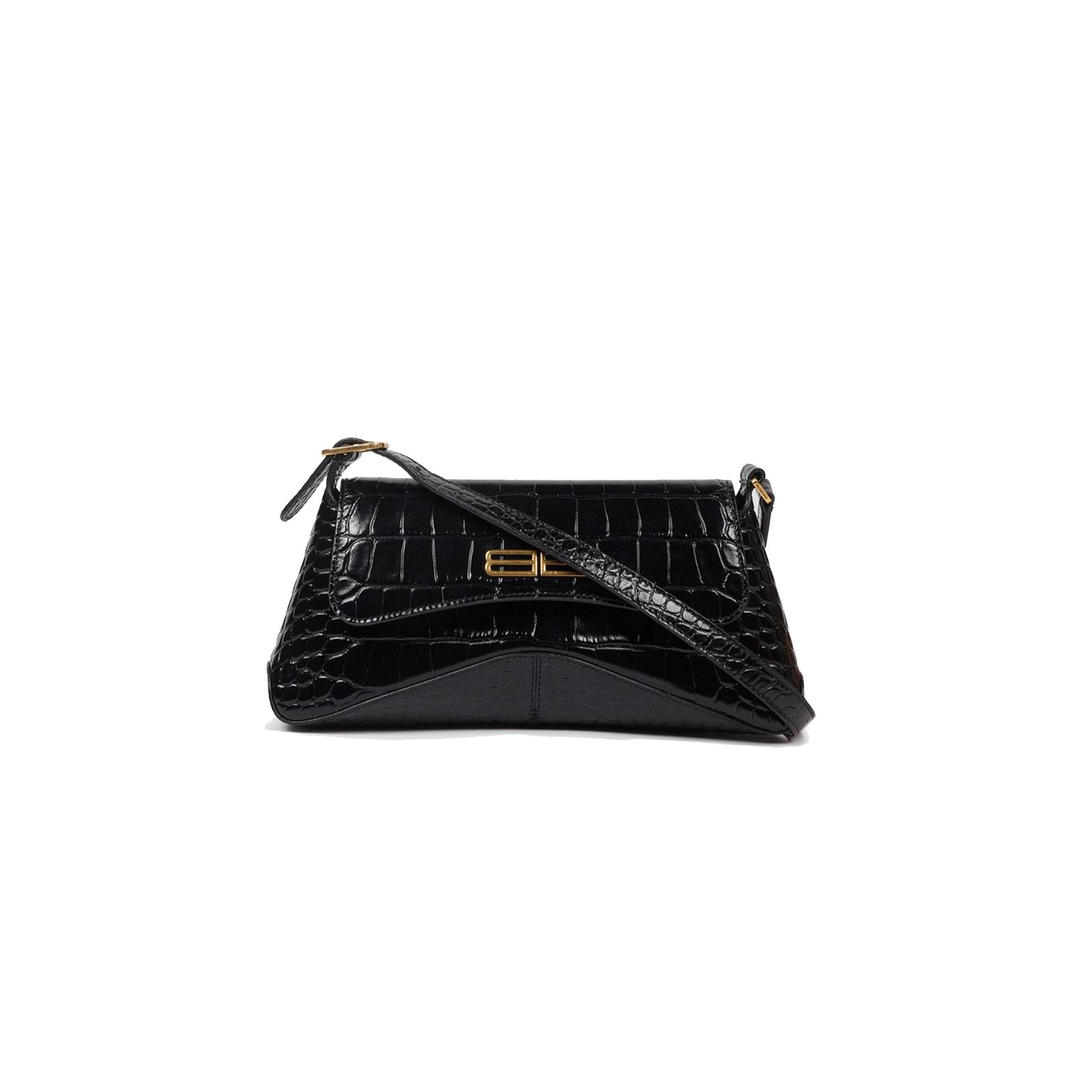 Ba*len*cia*ga black bb-plaque crocodile-effect leather shoulder bag matchesfashion us (19*12.1*7.6cm)