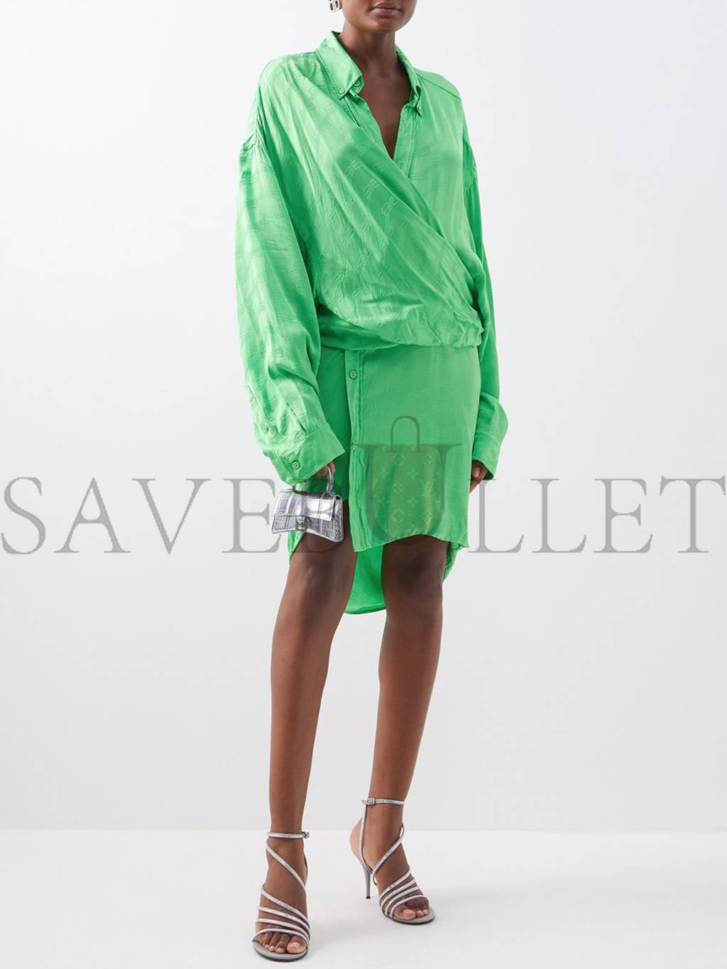 Ba*len*cia*ga silver hourglass mini crocodile-effect leather bag matchesfashion us (11.6*7.8*4.5cm)