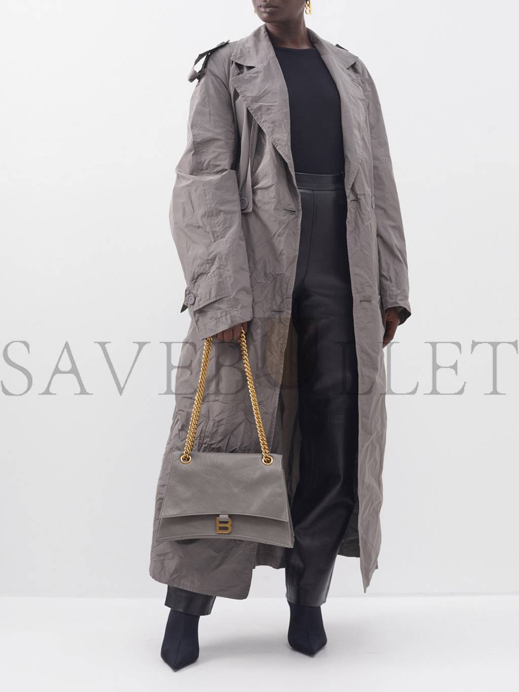 Ba*len*cia*ga grey crush medium creased-leather shoulder bag matchesfashion us (30.4*20.5*10.1cm)