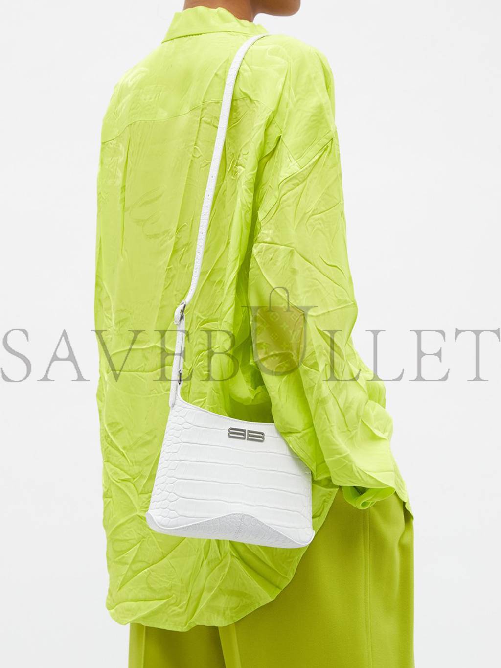 Ba*len*cia*ga white xx bb-logo crocodile-effect leather shoulder bag matchesfashion us (22.8*16.5*4cm)