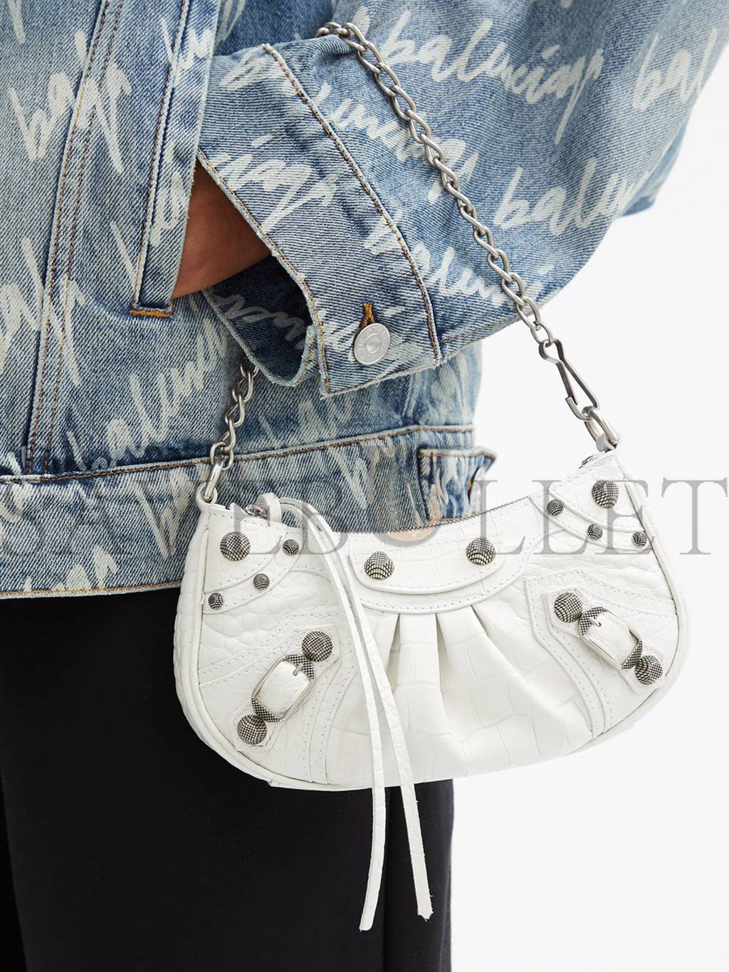 Ba*len*cia*ga white le cagole xs studded leather shoulder bag matchesfashion us (25.6*11.4*7.3cm)