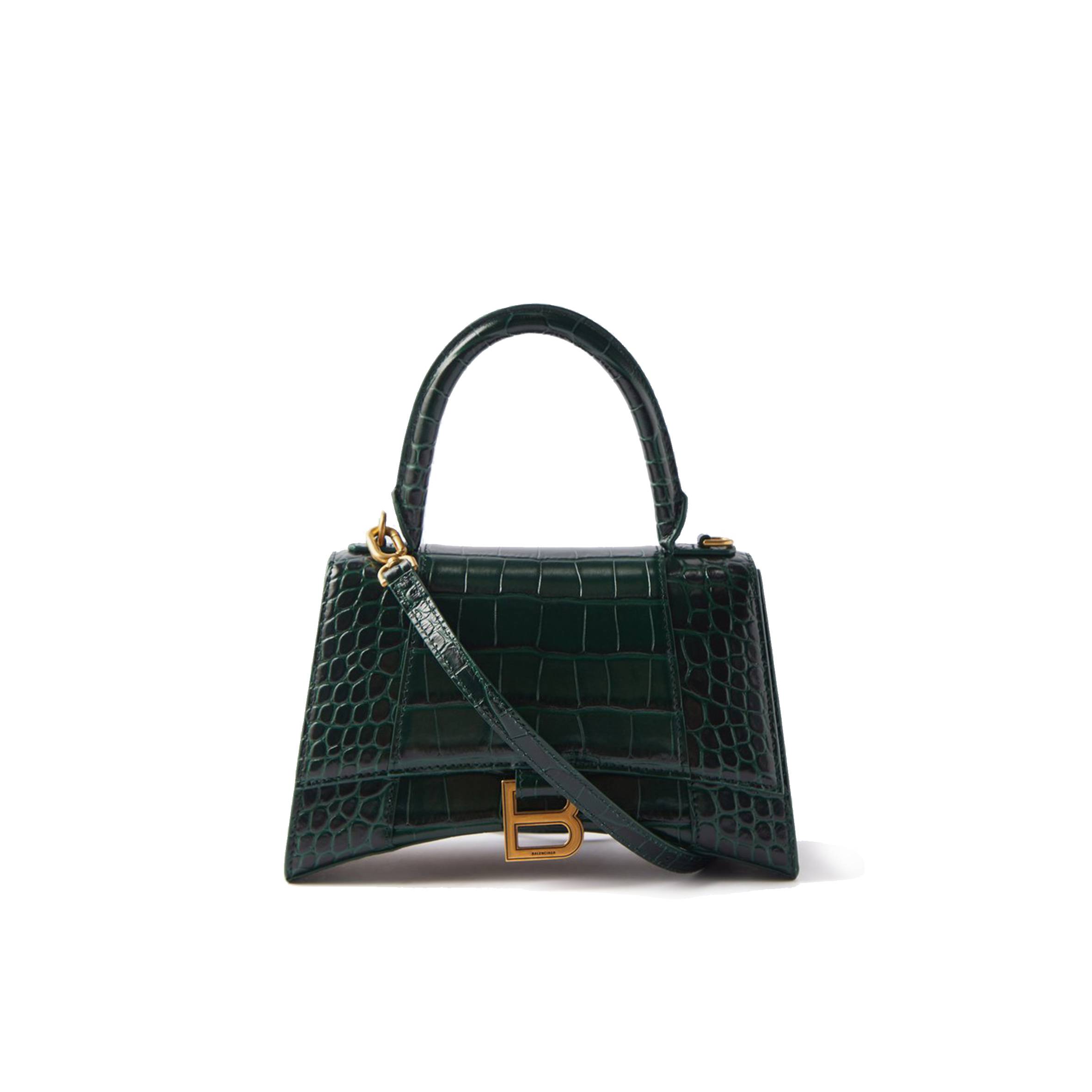Ba*len*cia*ga green hourglass s crocodile-effect leather bag matchesfashion us (22.5*15*10cm)