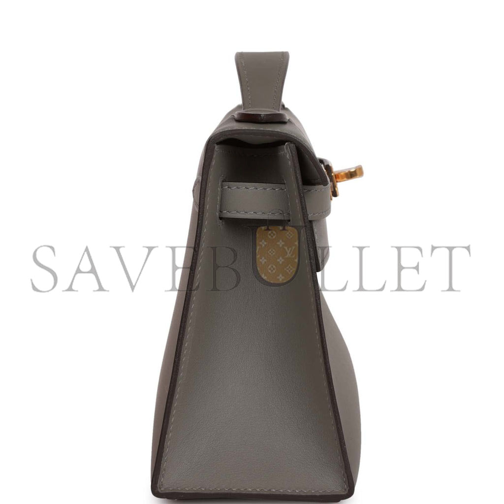 H**mes mini kelly pochette gris meyer swift gold hardware (22*14*7cm)