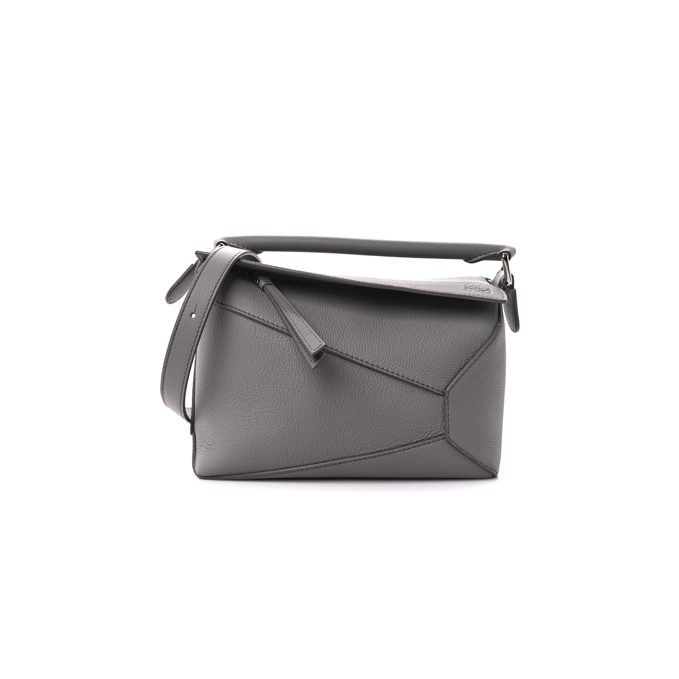 l*ew* soft grained calfskin small puzzle edge bag pearl grey (24*16.5*10.5cm)