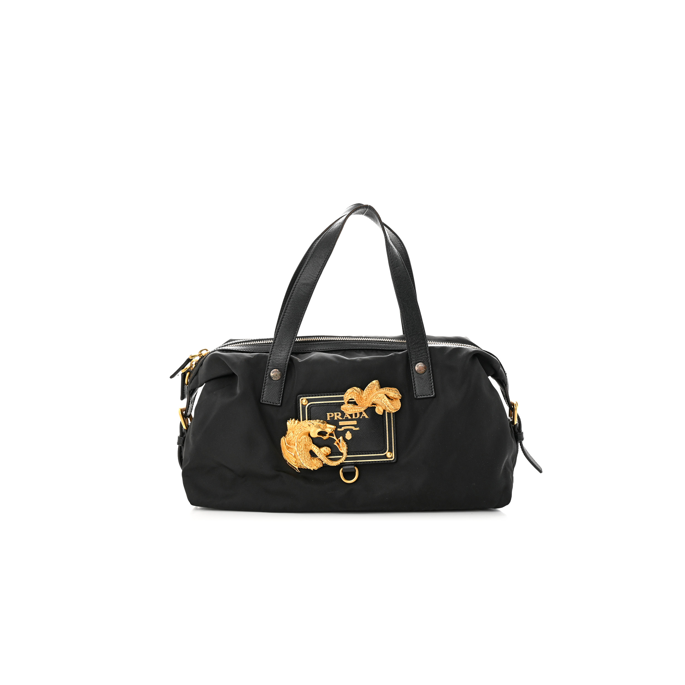 Pra*a nylon animalier boston bag black (33*20*15cm)
