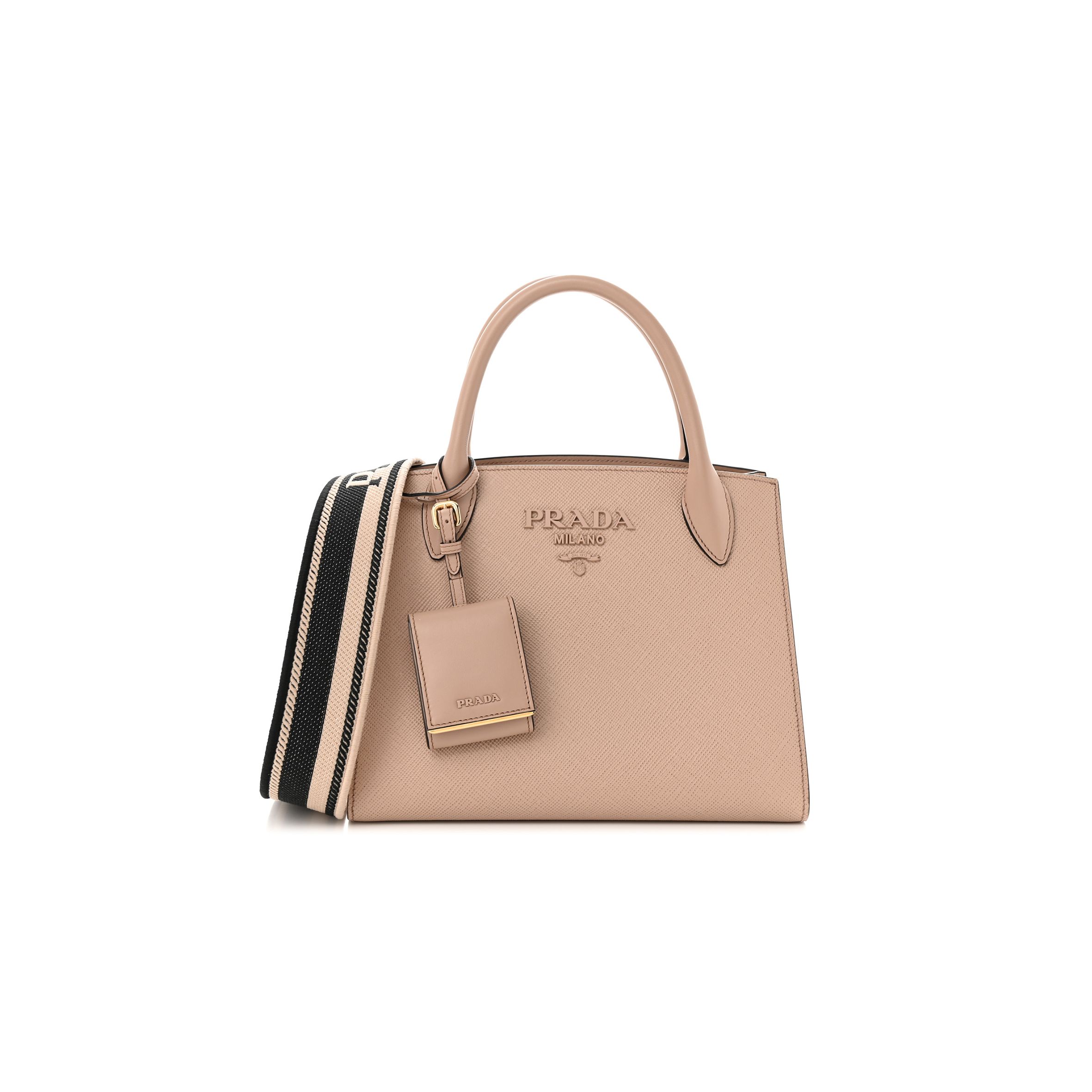 Pra*a saffiano cuir small monochrome top handle tote cipria (25*20*13cm)