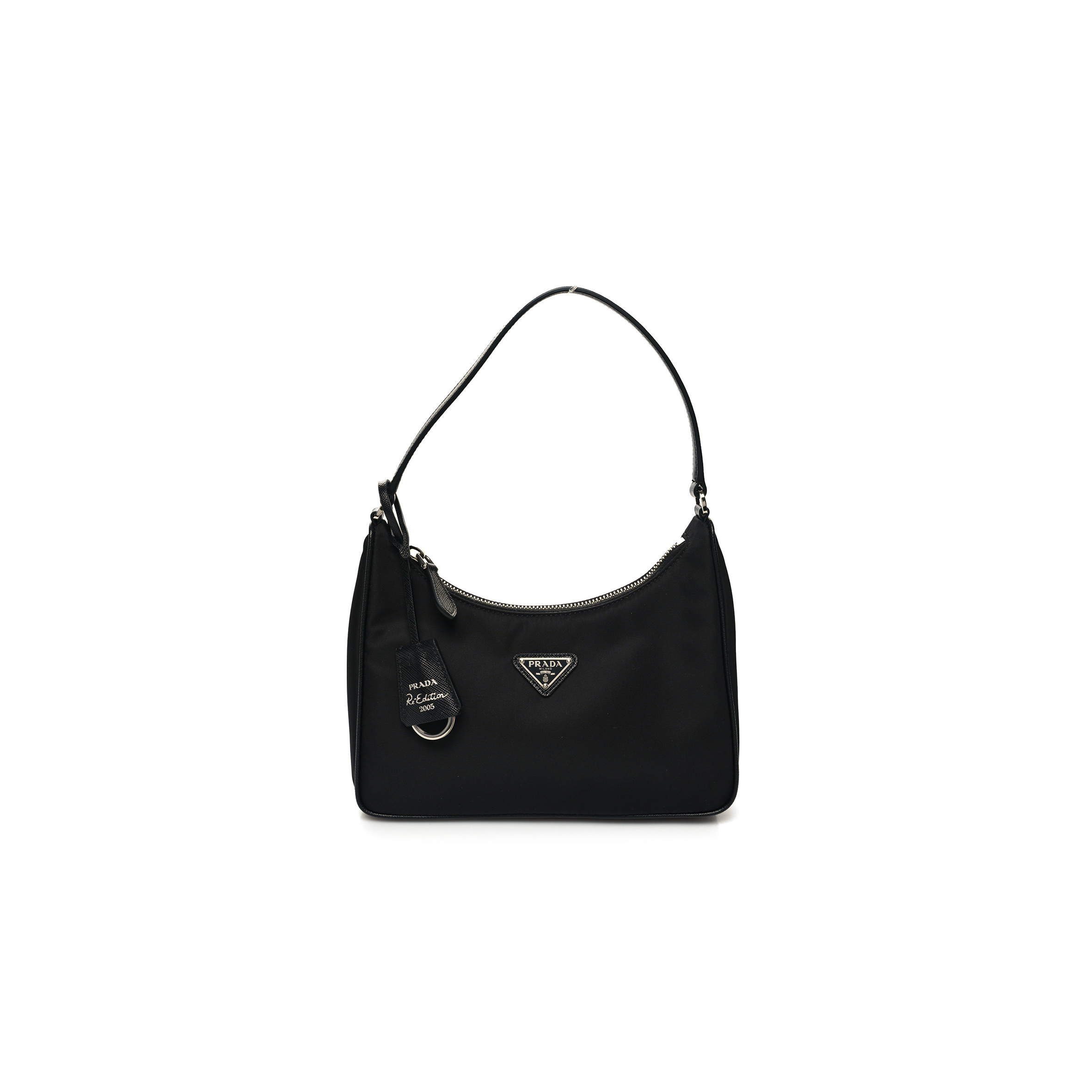 Pra*a tessuto nylon saffiano mini re-edition 2005 bag black (22*17*6cm)
