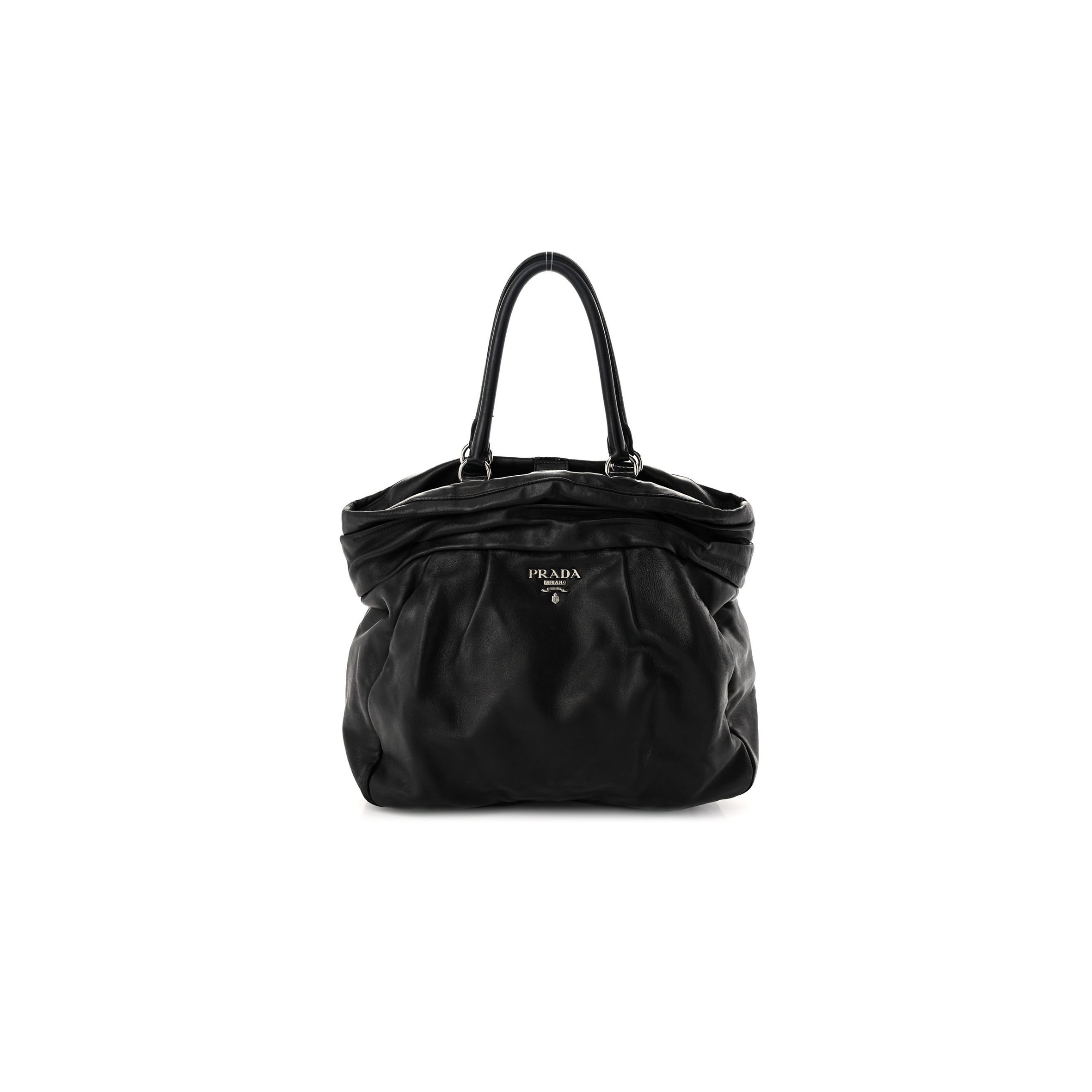 Pra*a nappa frills tote black (39*32*15cm)