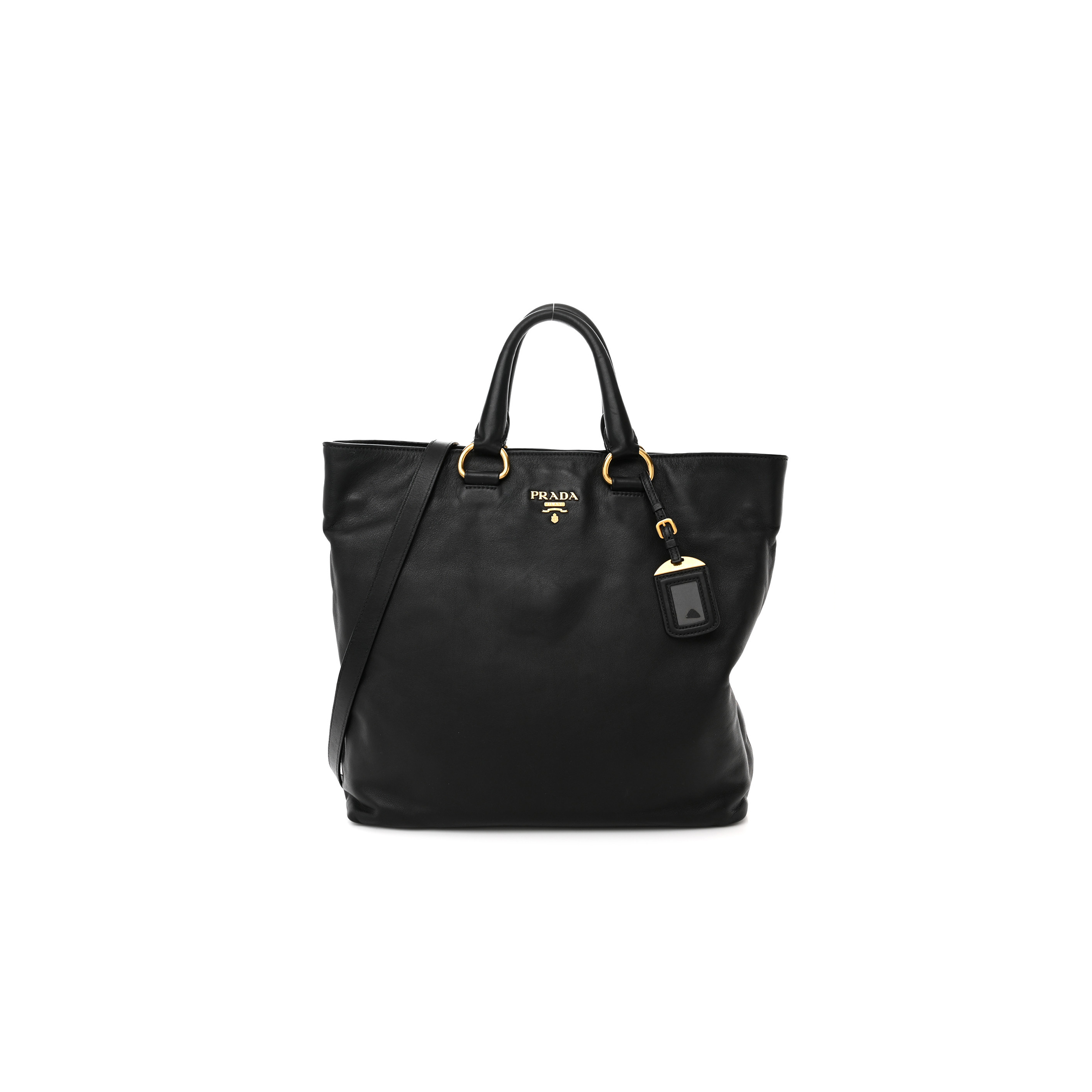 Pra*a soft calf shopping tote black (36*33*11cm)