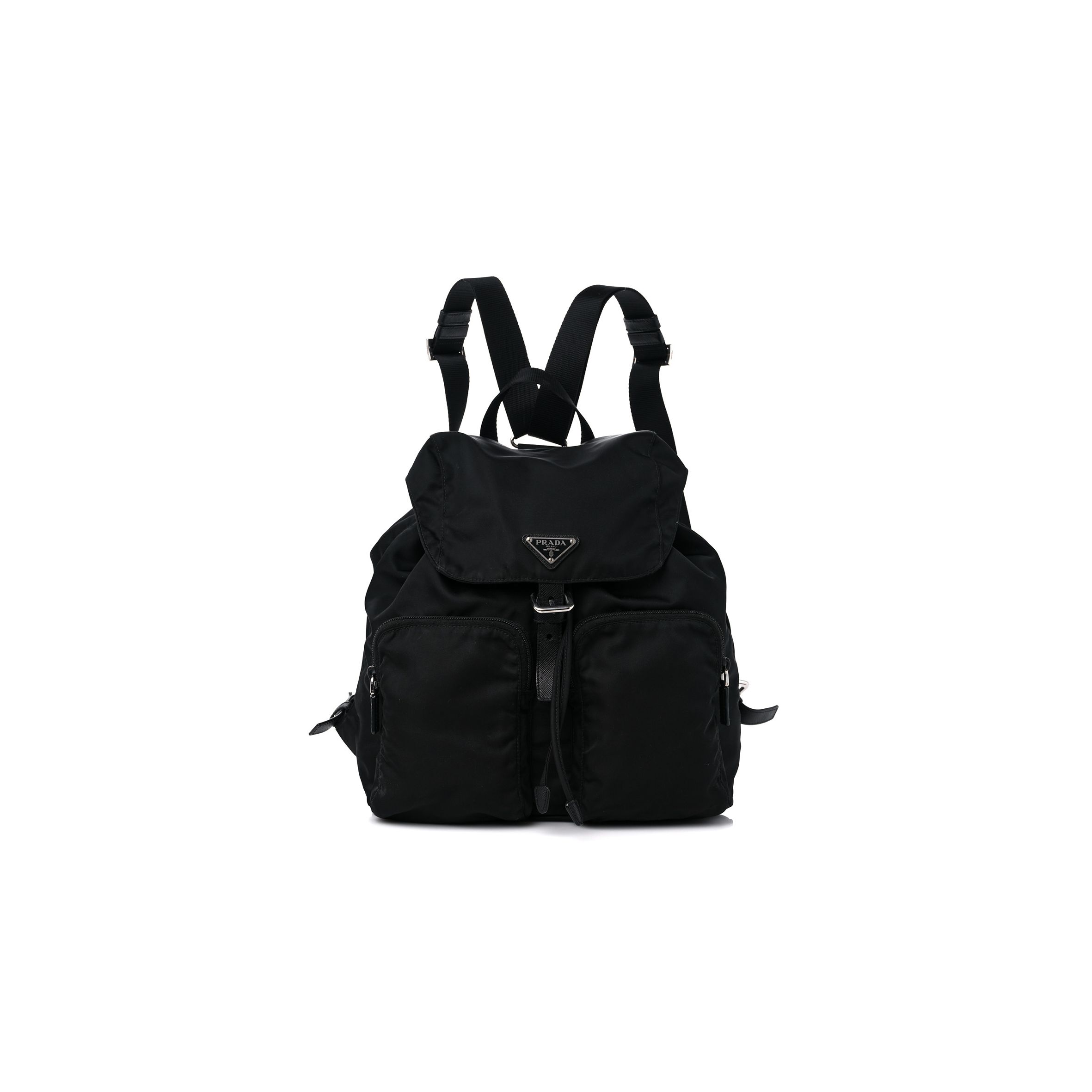 Pra*a tessuto nylon saffiano medium backpack black (29*28*15cm)
