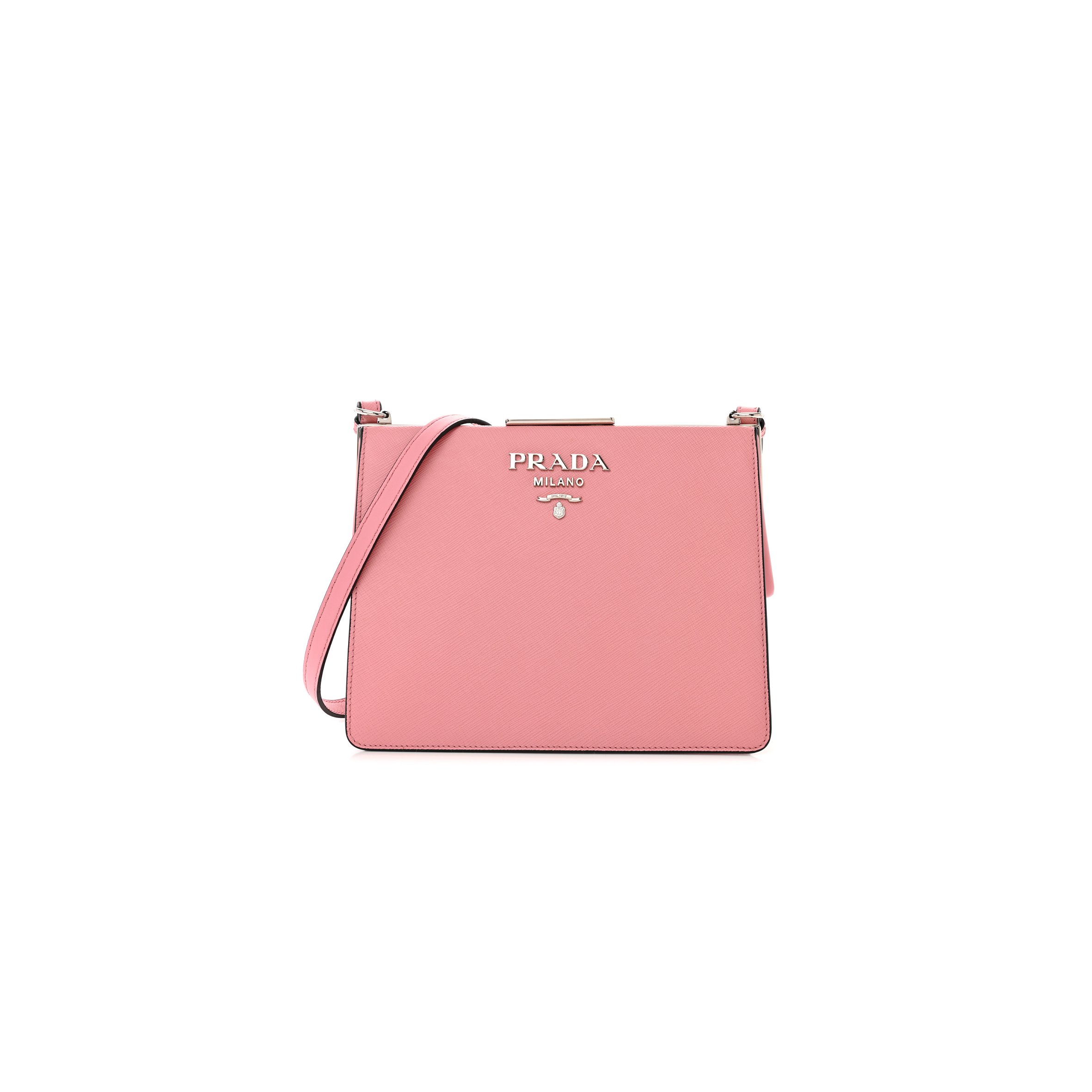 Pra*a saffiano city calf light frame bag pink (22*18*9cm)