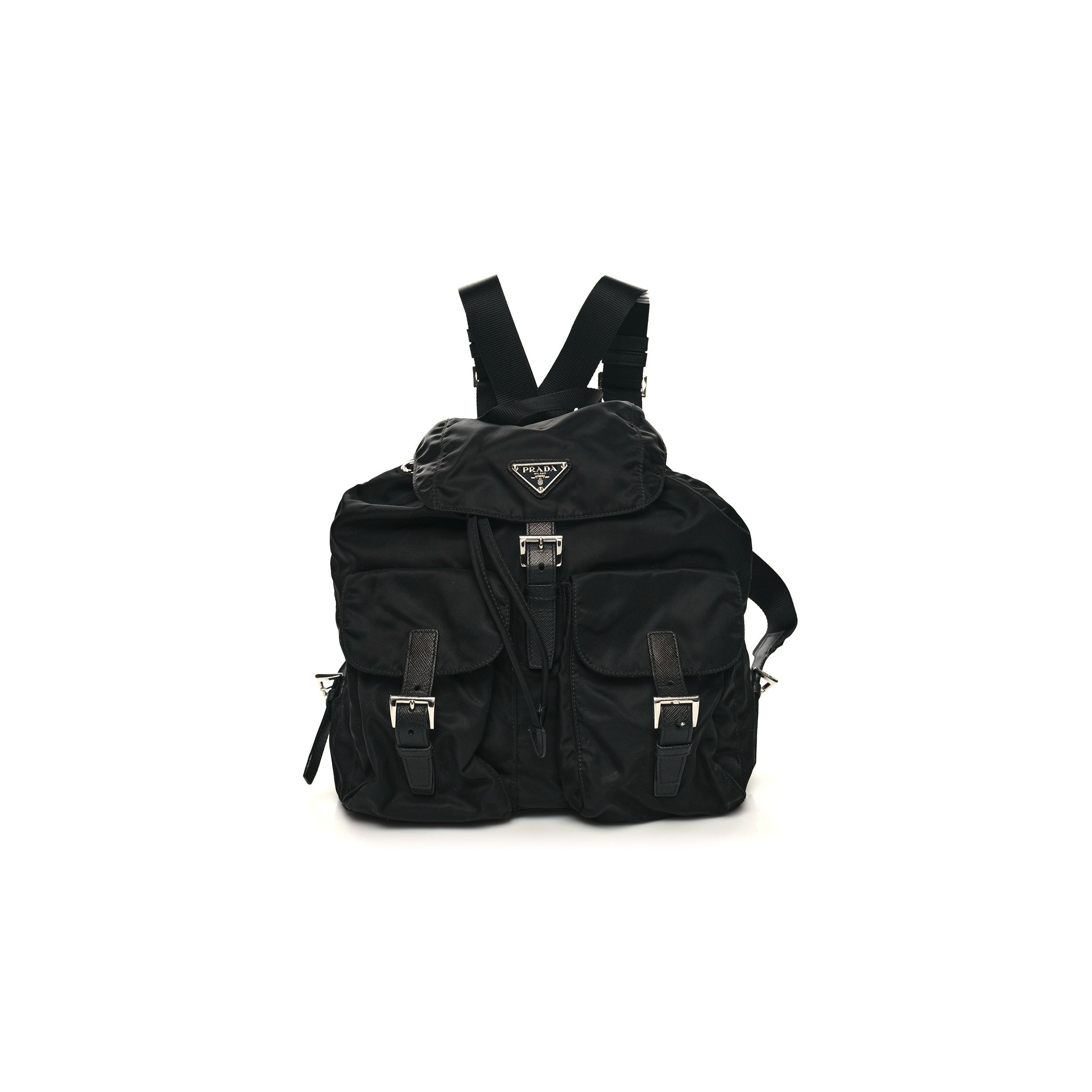Pra*a tessuto nylon saffiano medium backpack black (33*29*15cm)