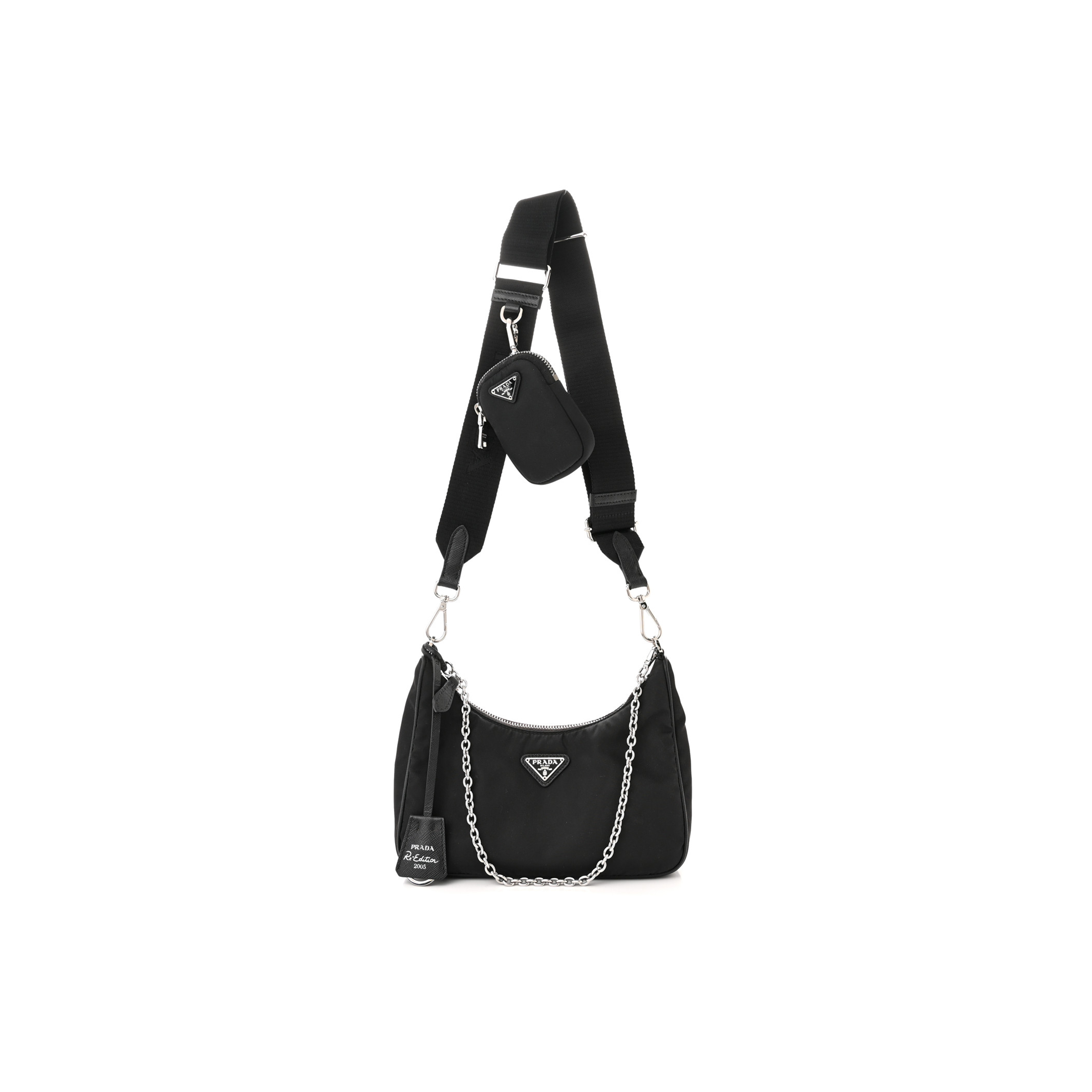Pra*a nylon re-edition 2005 shoulder bag black (22*17*6cm)