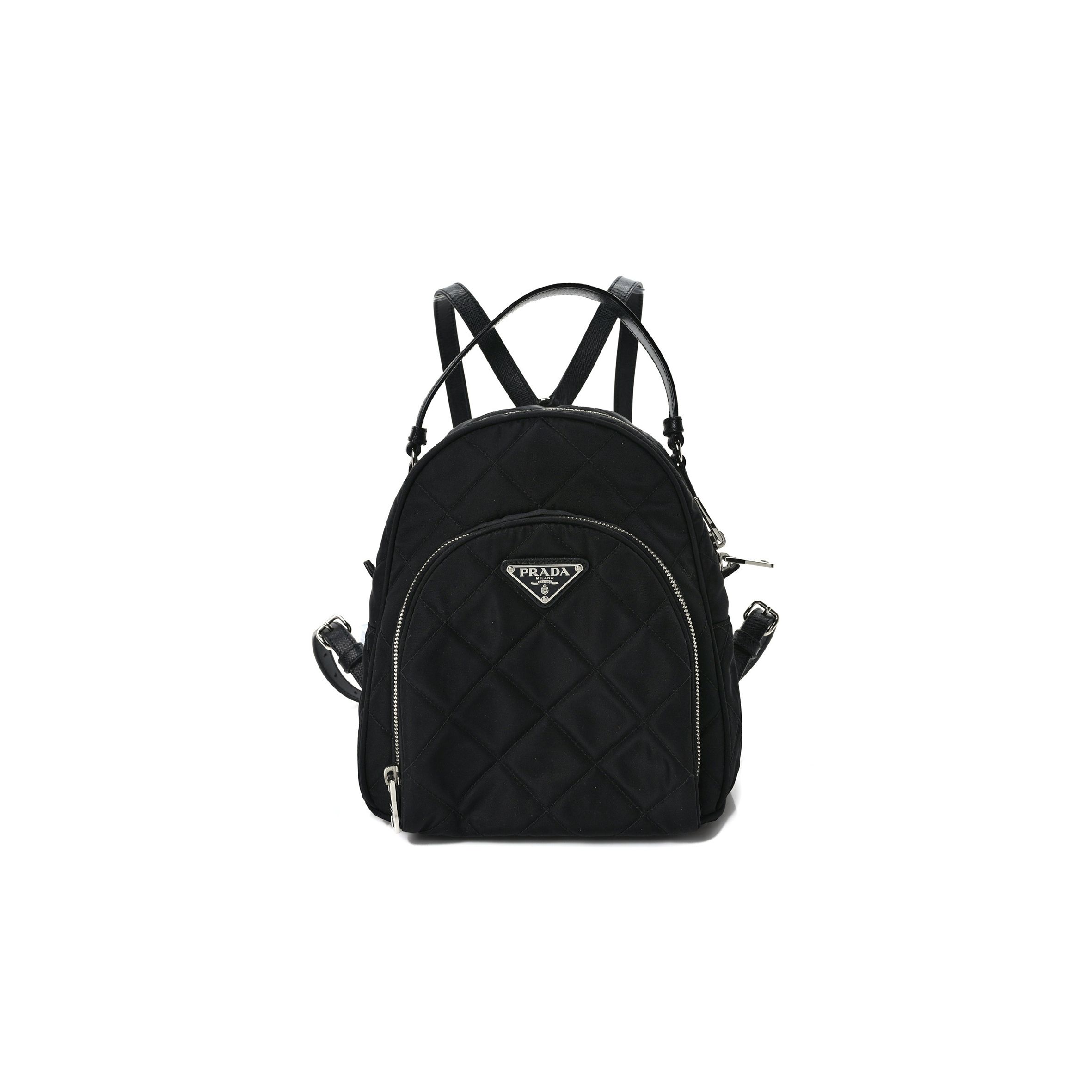 Pra*a nylon tessuto impuntu quilted backpack black (23*23*11cm)