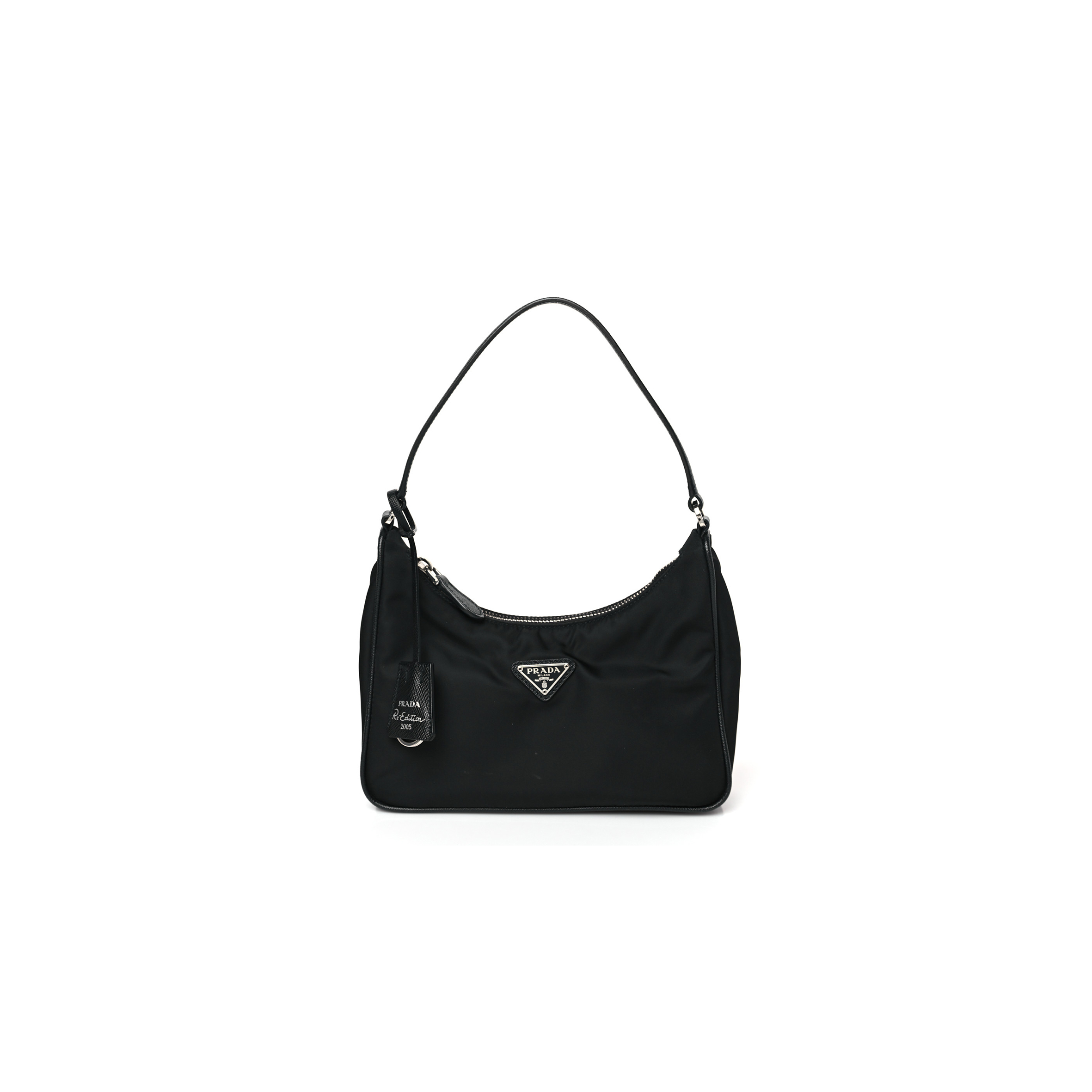 Pra*a tessuto nylon saffiano mini re-edition 2005 bag black (22*17*6cm)