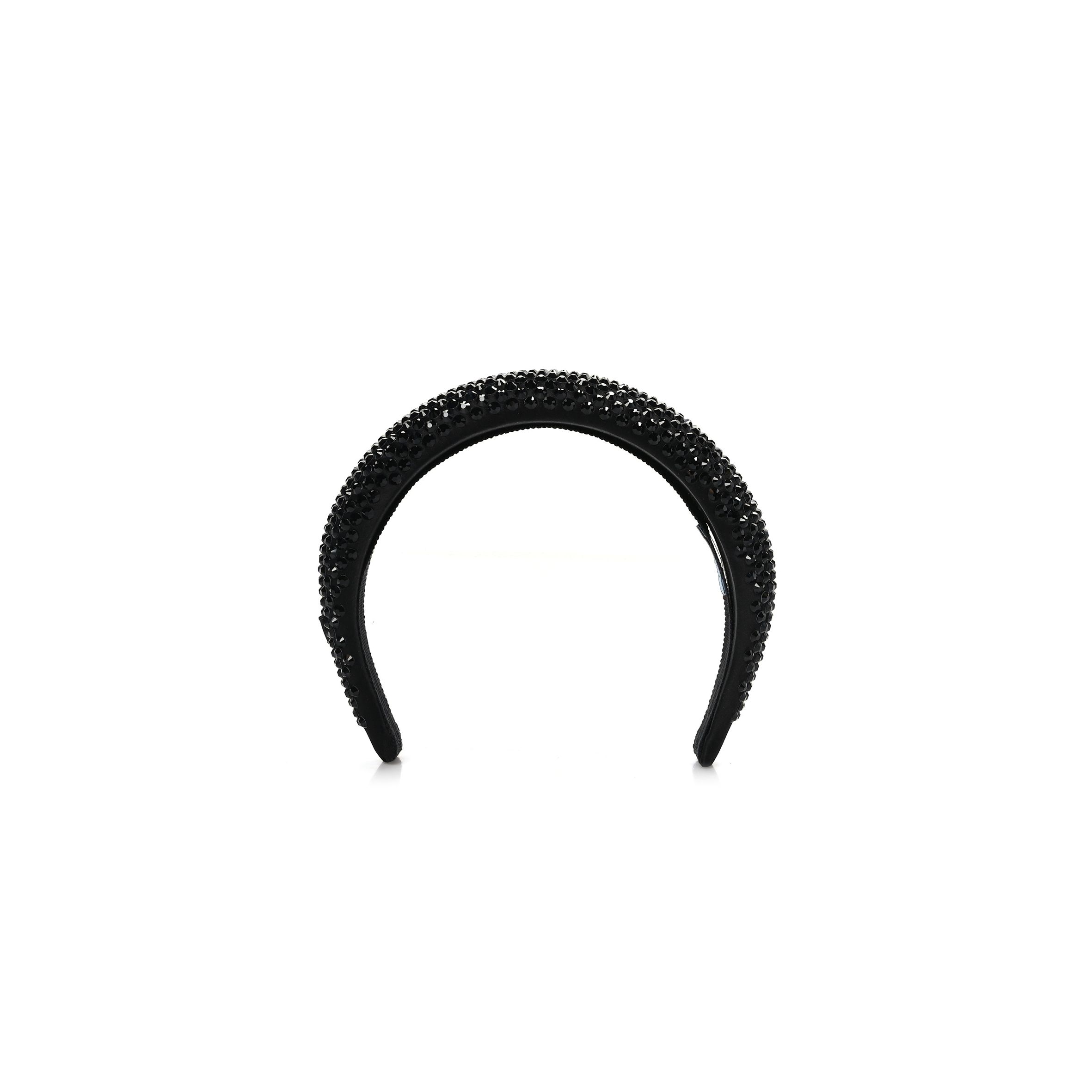 Pra*a satin crystal embellished headband black