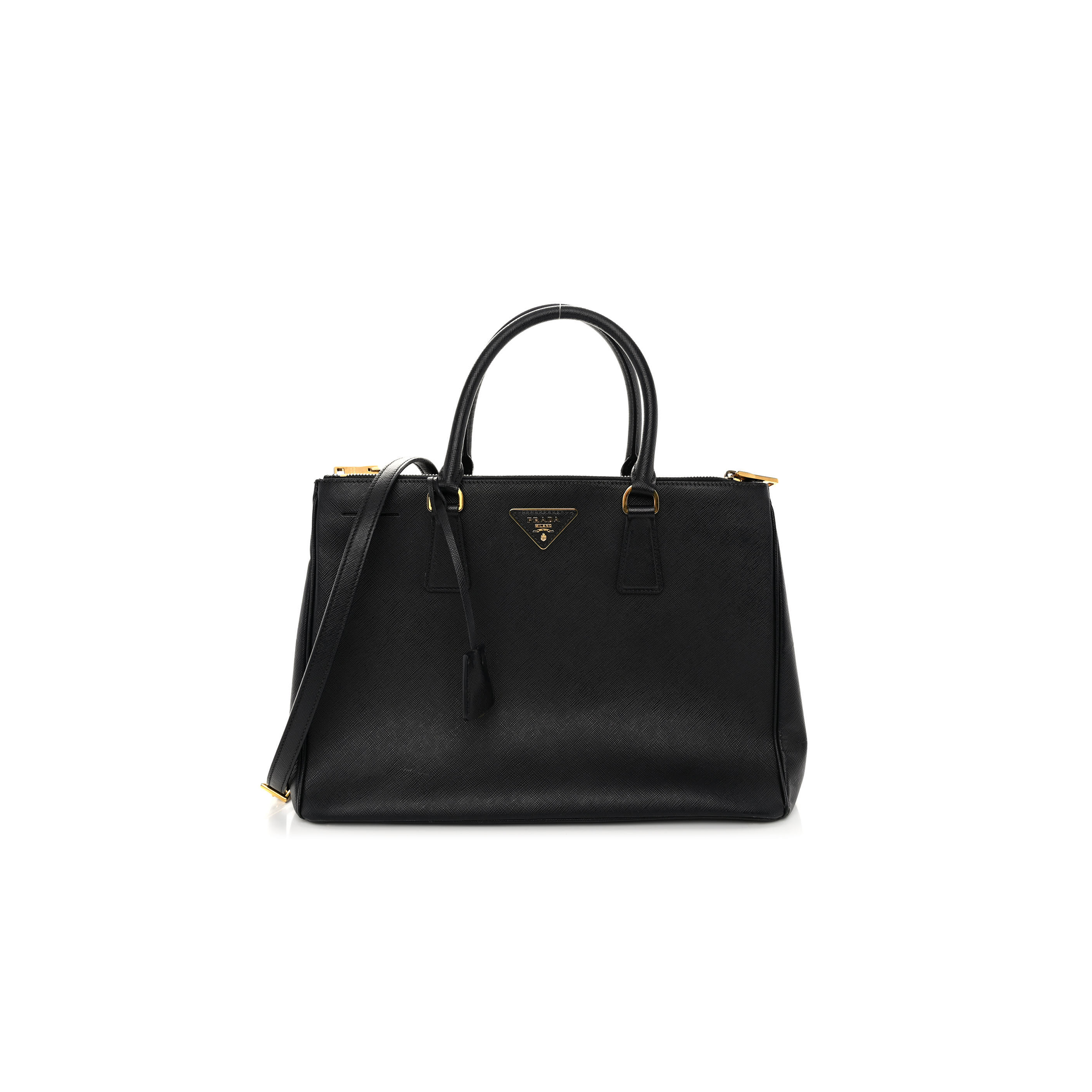 Pra*a saffiano medium galleria double zip tote black (30*23*15cm)