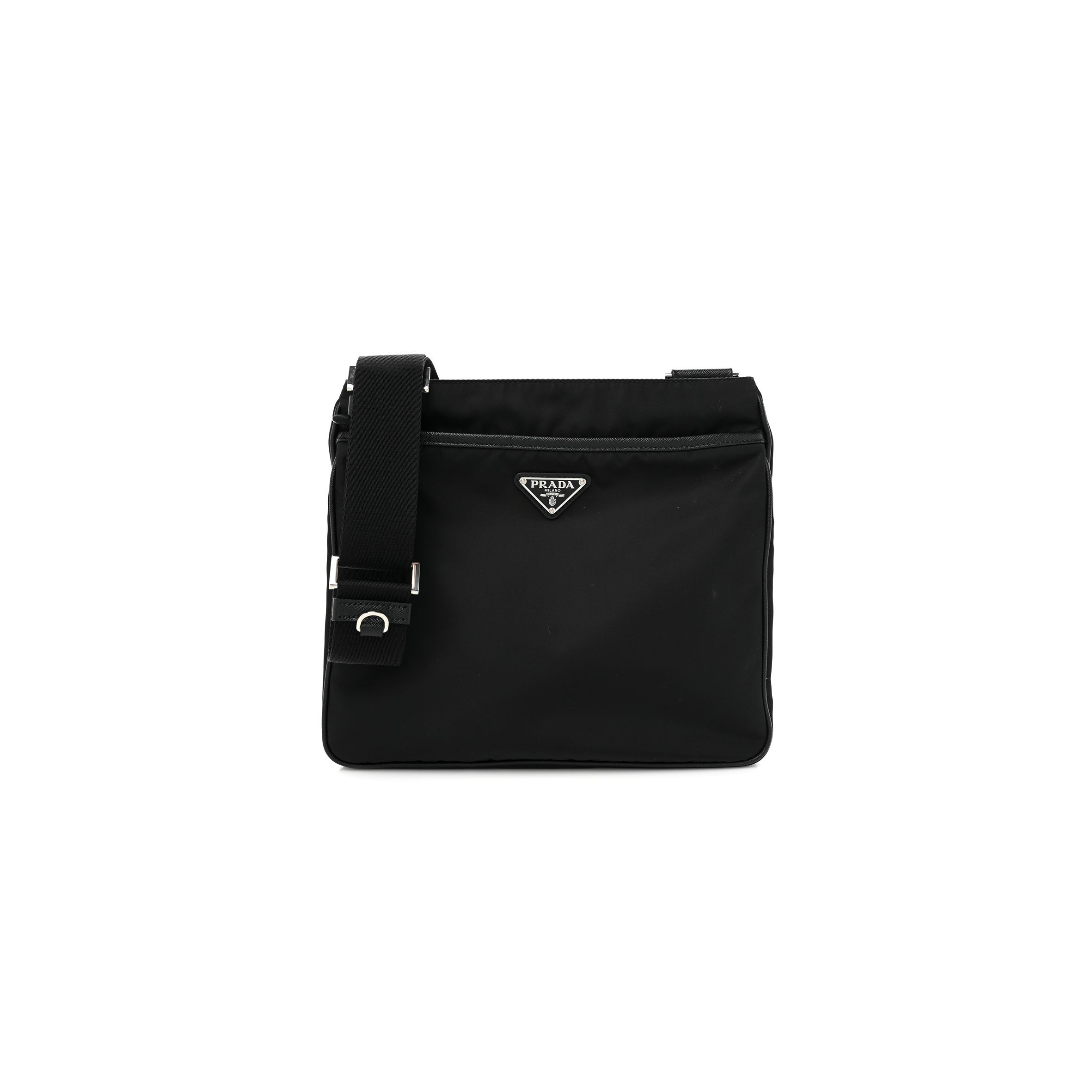 Pra*a re-nylon saffiano messenger bag black (28*25*6cm)