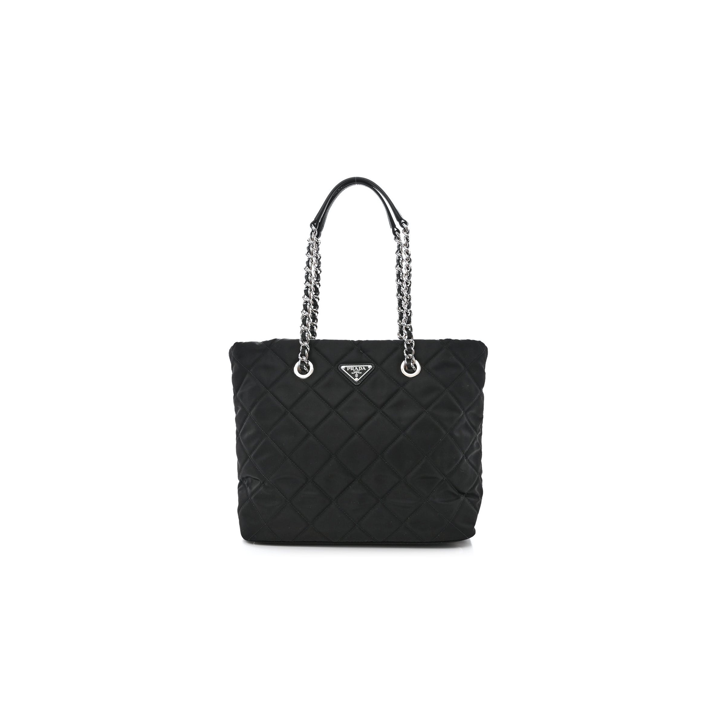 Pra*a nylon tessuto impuntu quilted shoulder bag black (30*25*14cm)