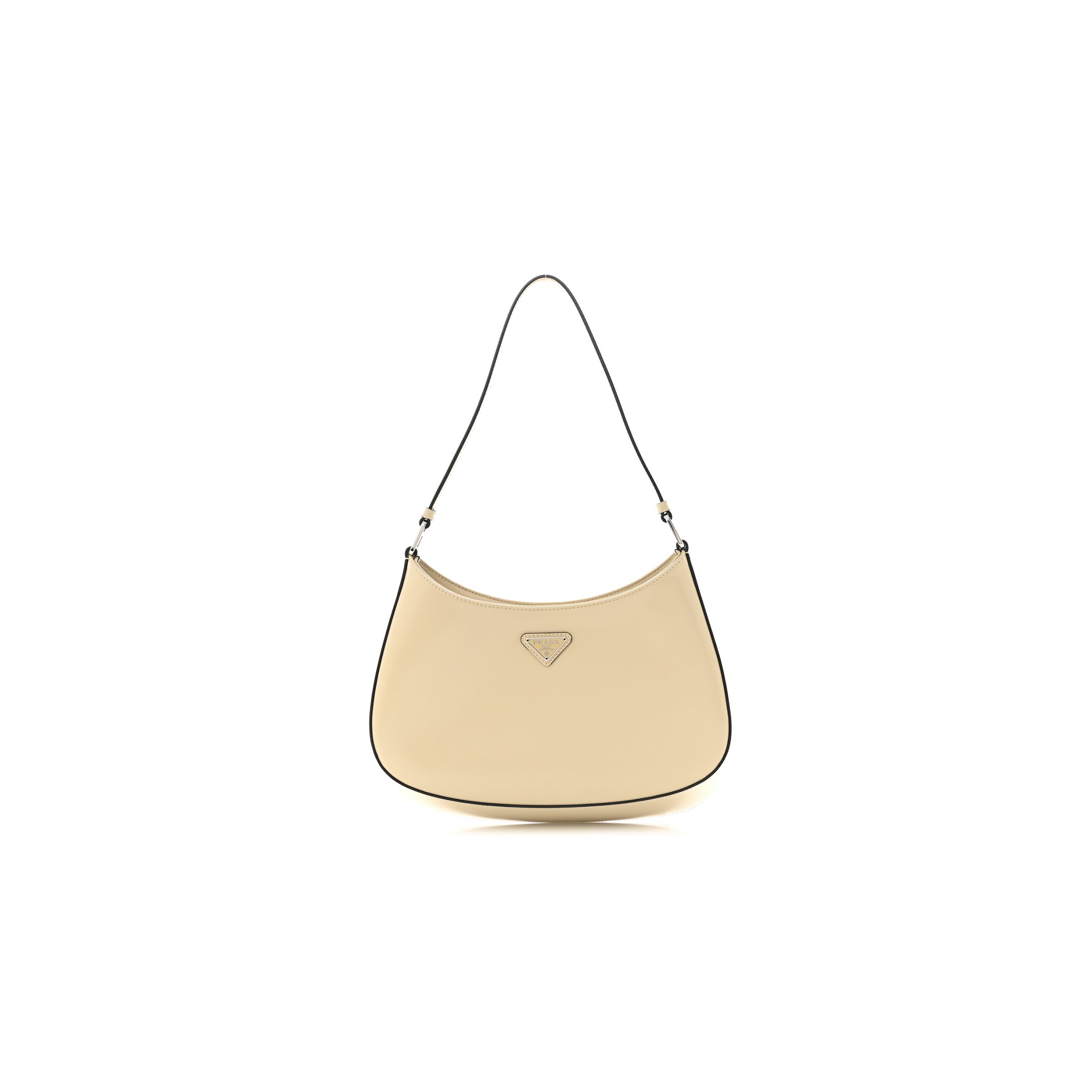 Pra*a brushed calfskin cleo shoulder bag desert beige (26*17*5cm)