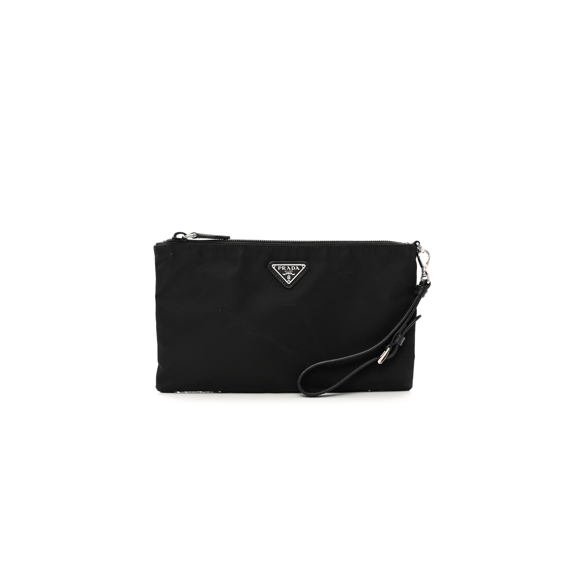 Pra*a tessuto nylon saffiano wristlet black (23*14cm)