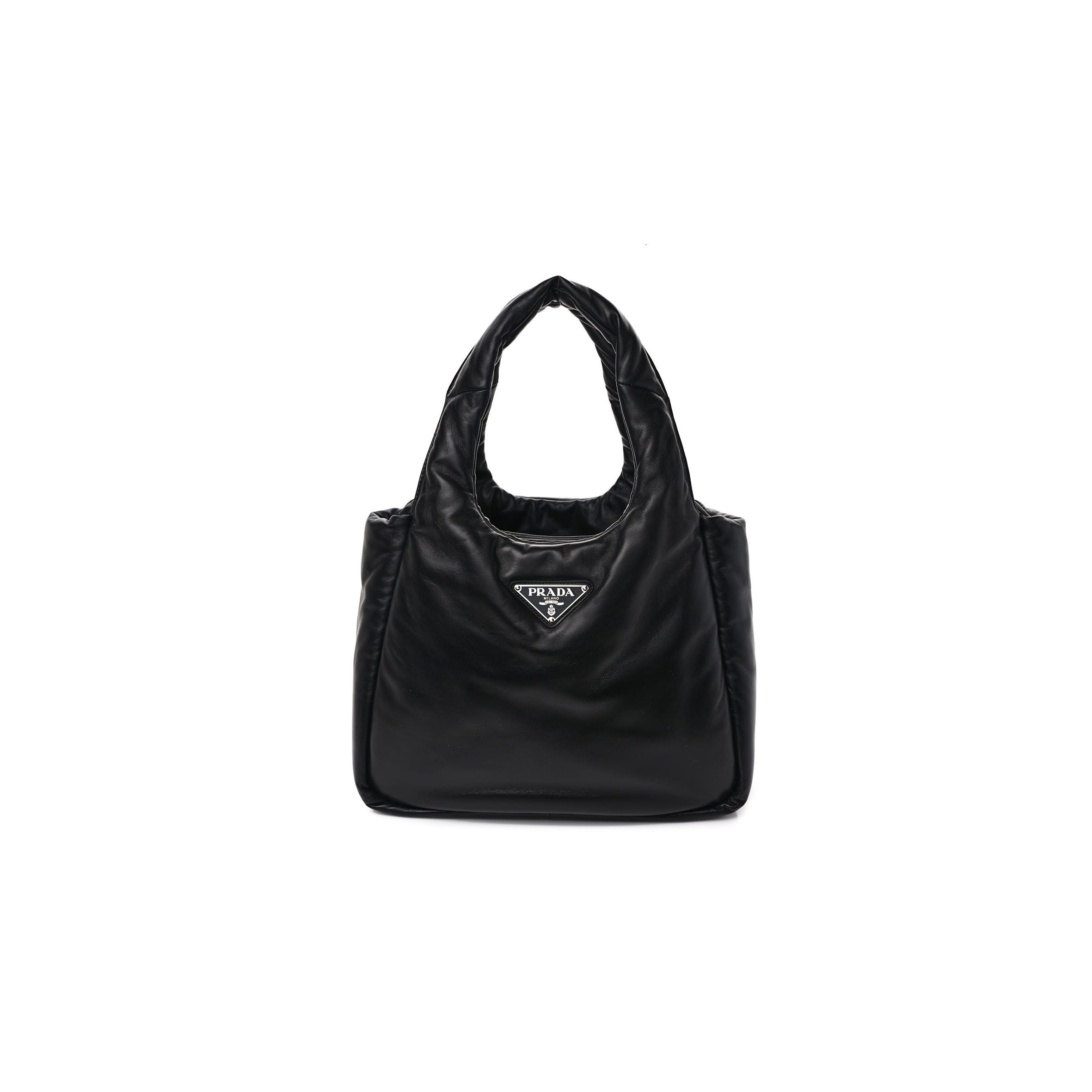 Pra*a soft nappa medium padded shoulder bag black (30*25*11cm)