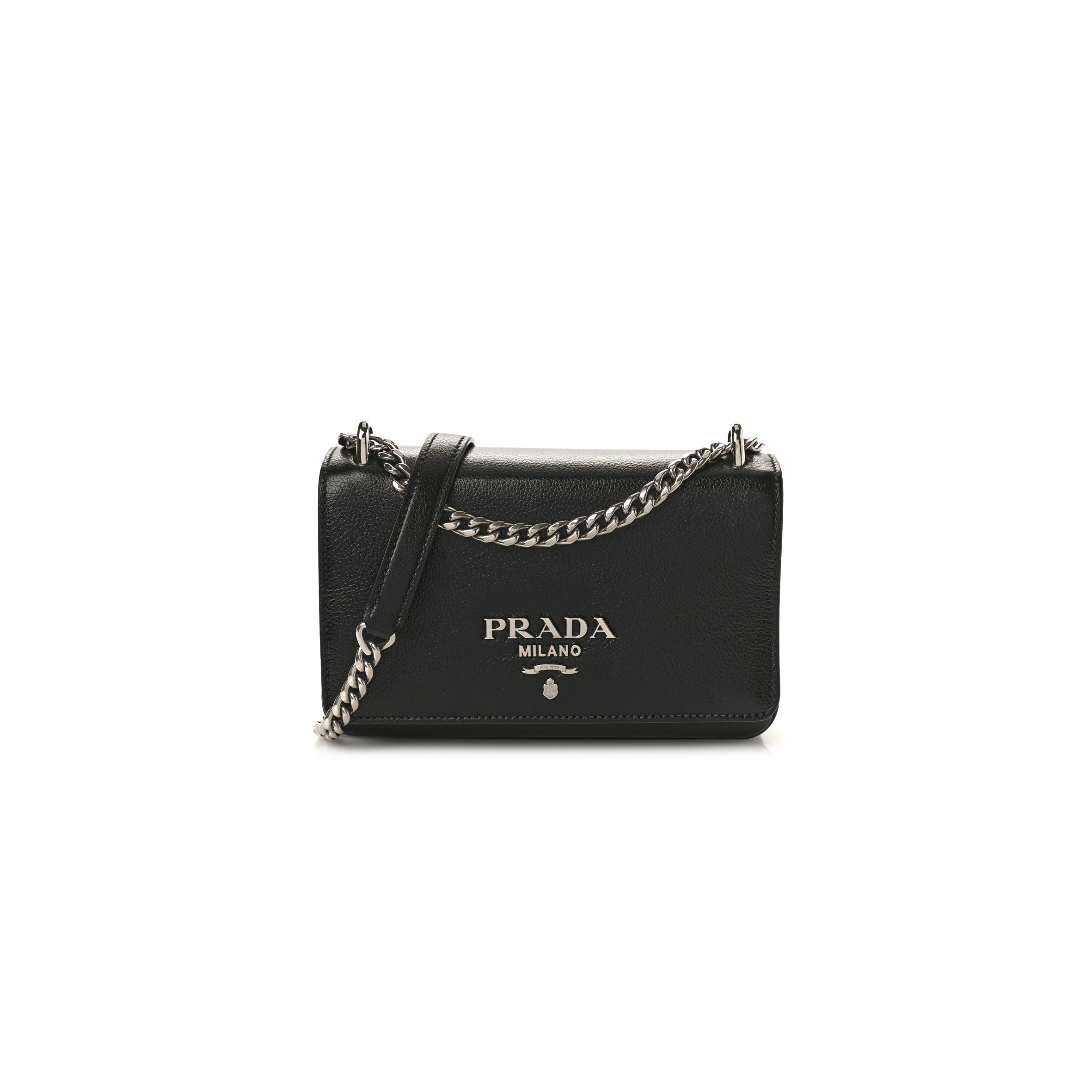 Pra*a saffiano chain shoulder bag black (20*13*4cm)