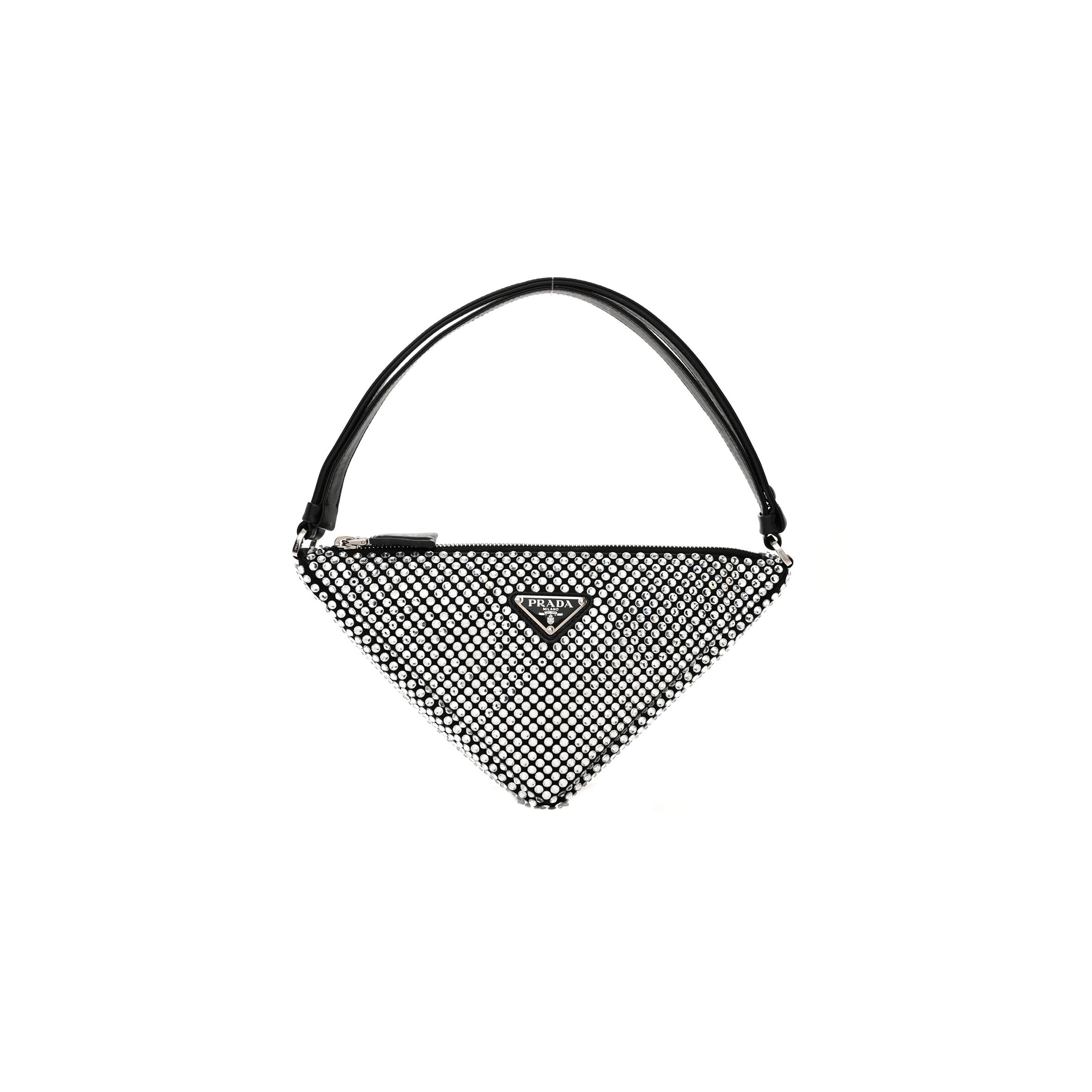 Pra*a satin crystal triangle pouch cristal (26*15*6cm)