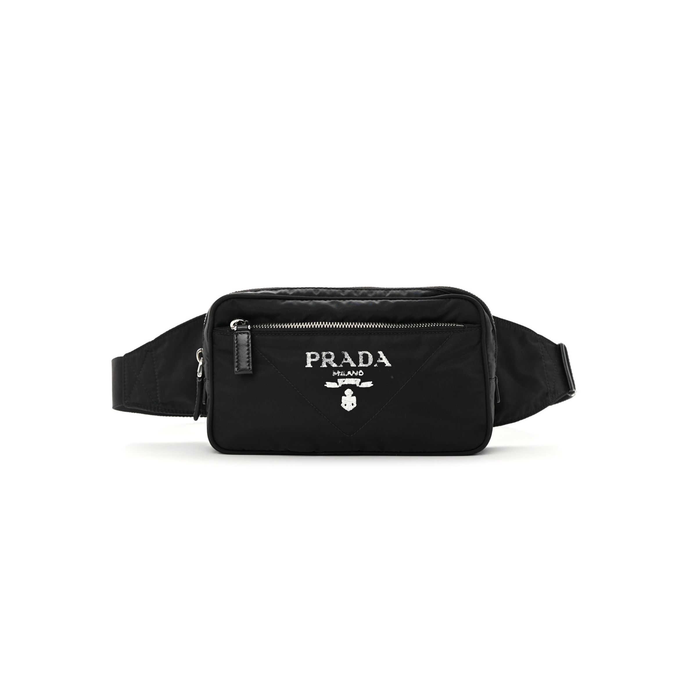 Pra*a tessuto re-nylon logo print belt bag black (22*13*6cm)